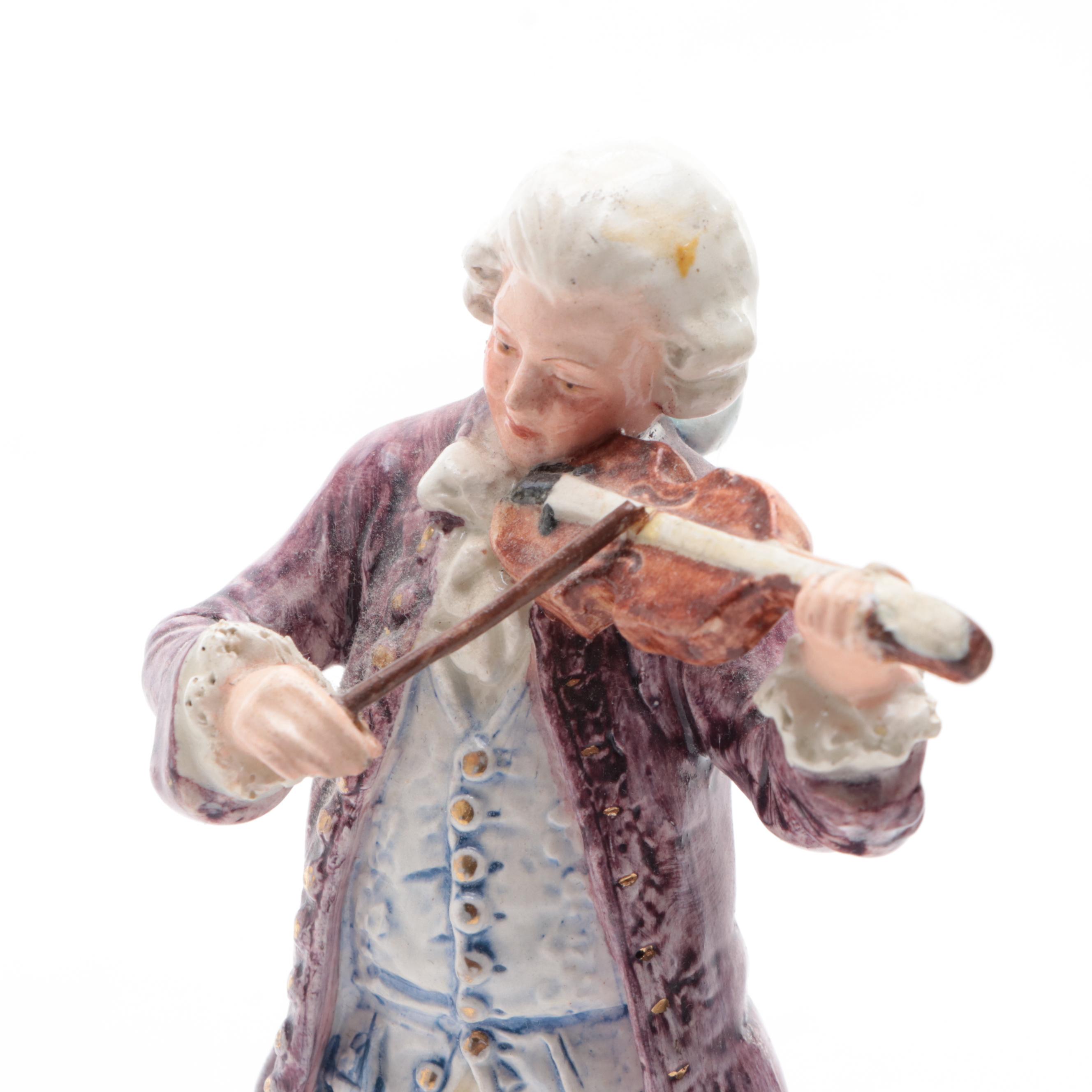 Pair of Continental European Ceramic Musician Figurines