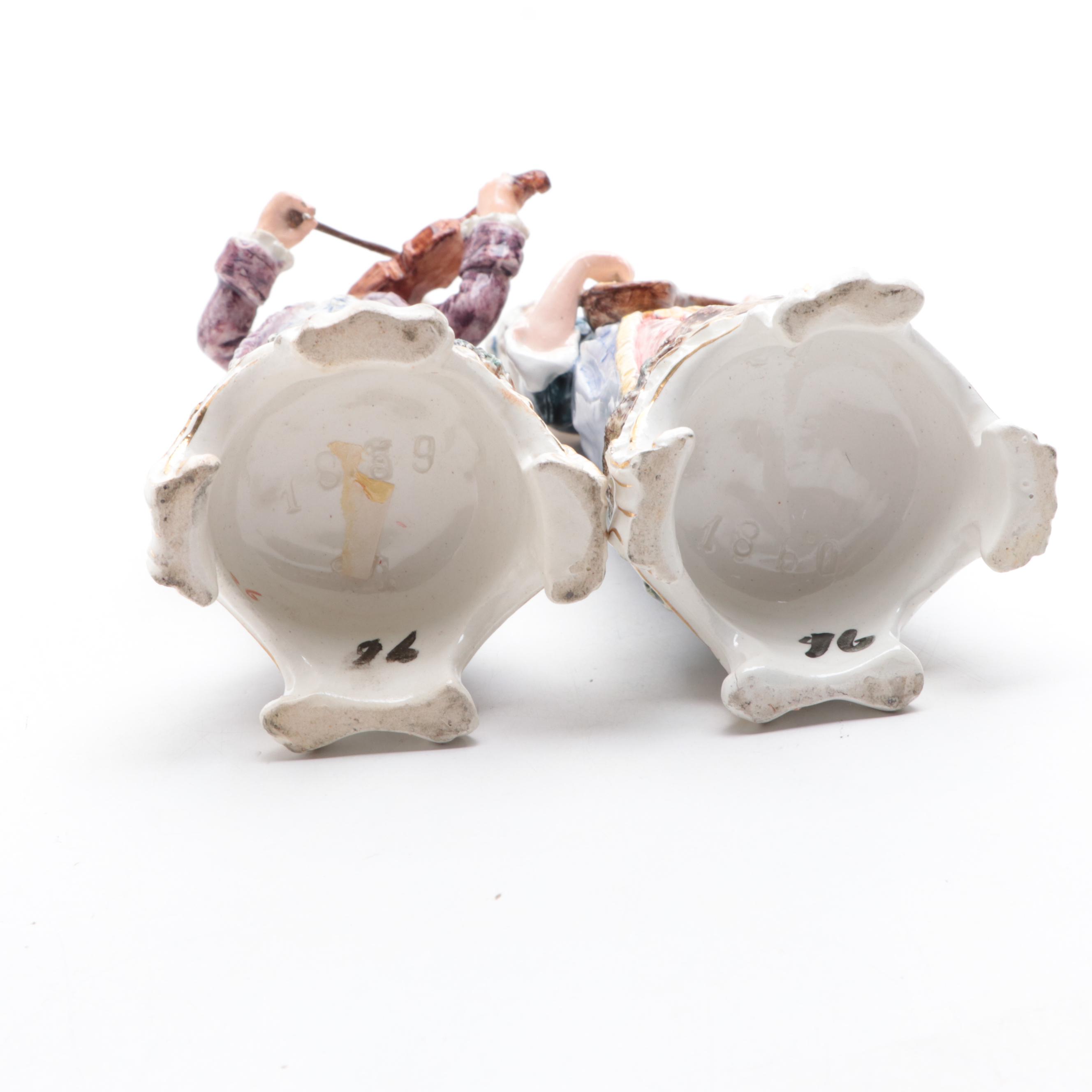 Pair of Continental European Ceramic Musician Figurines
