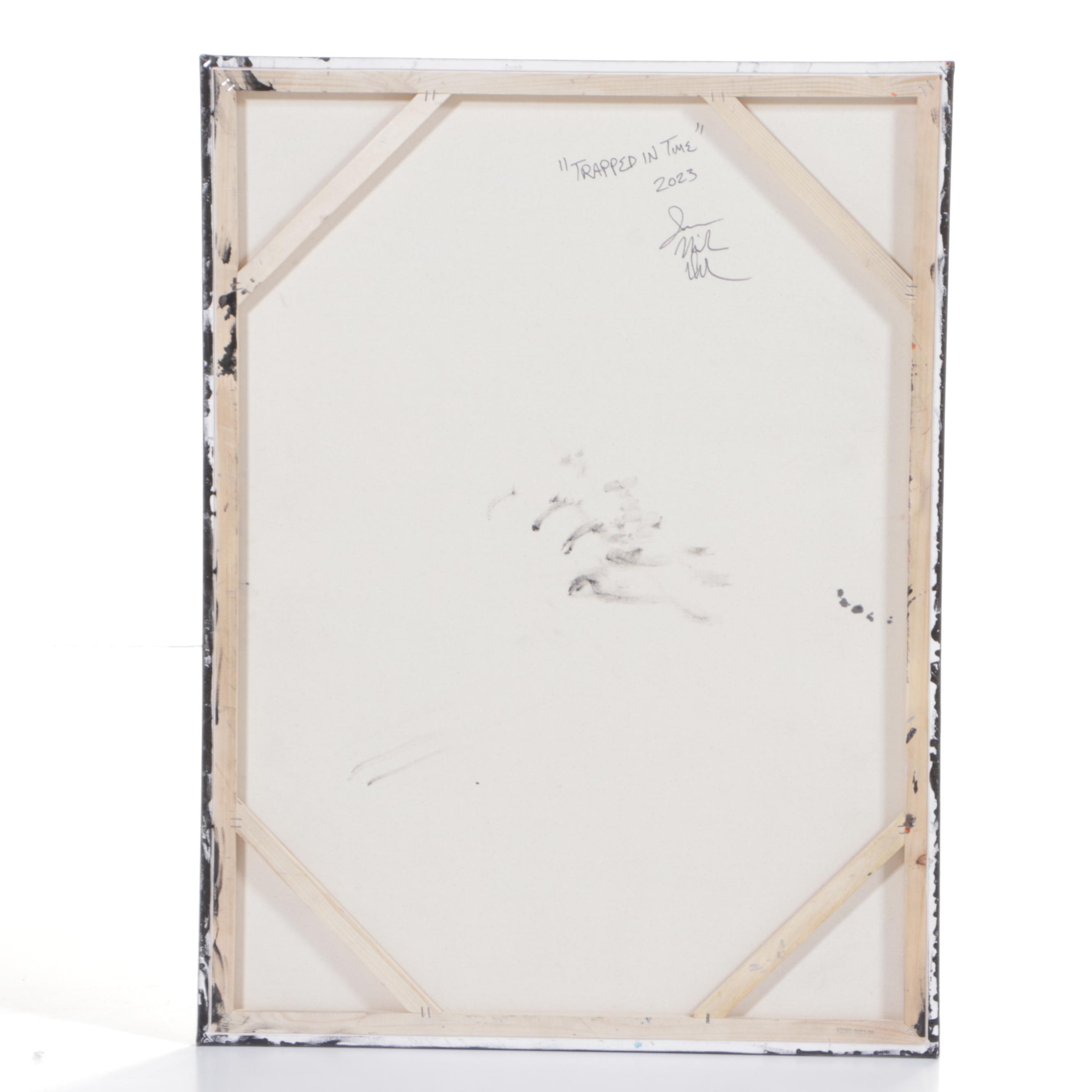 Jason Michael Durham Abstract Mixed Media Painting "Trapped in Time," 2023