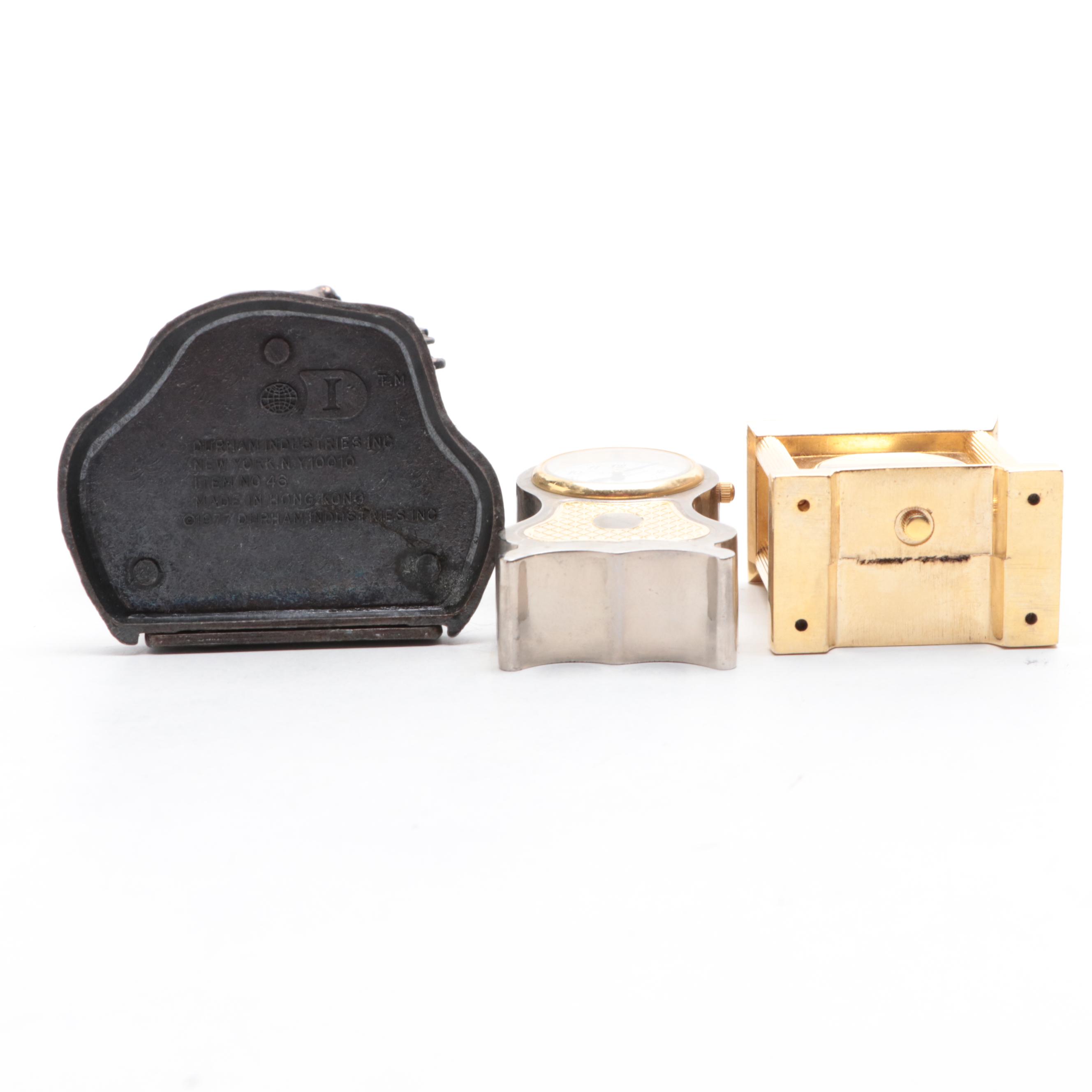 Miniature Brass Quartz Clocks and Cuckoo Clock Figurine