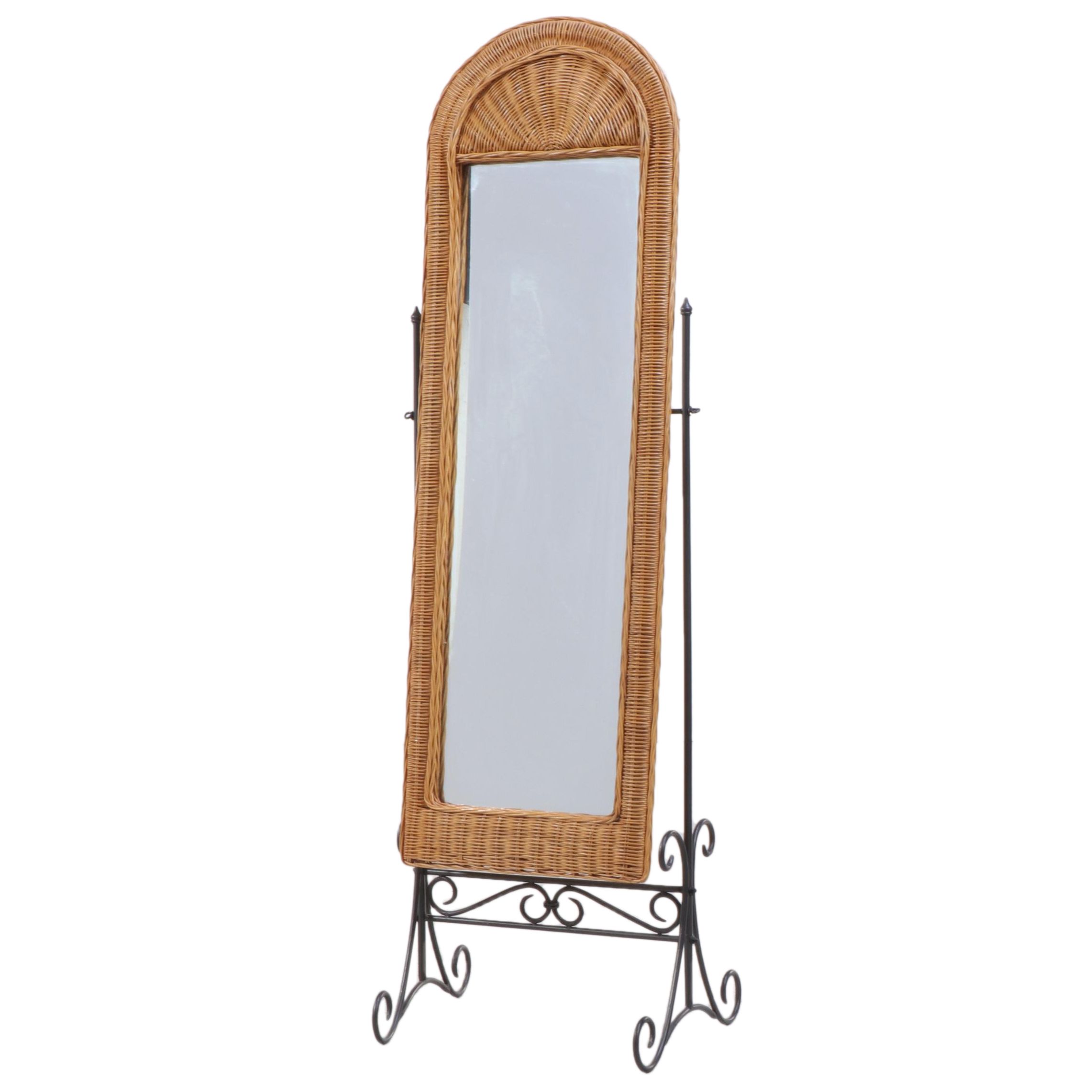 Wicker Weave Rattan Cheval Mirror