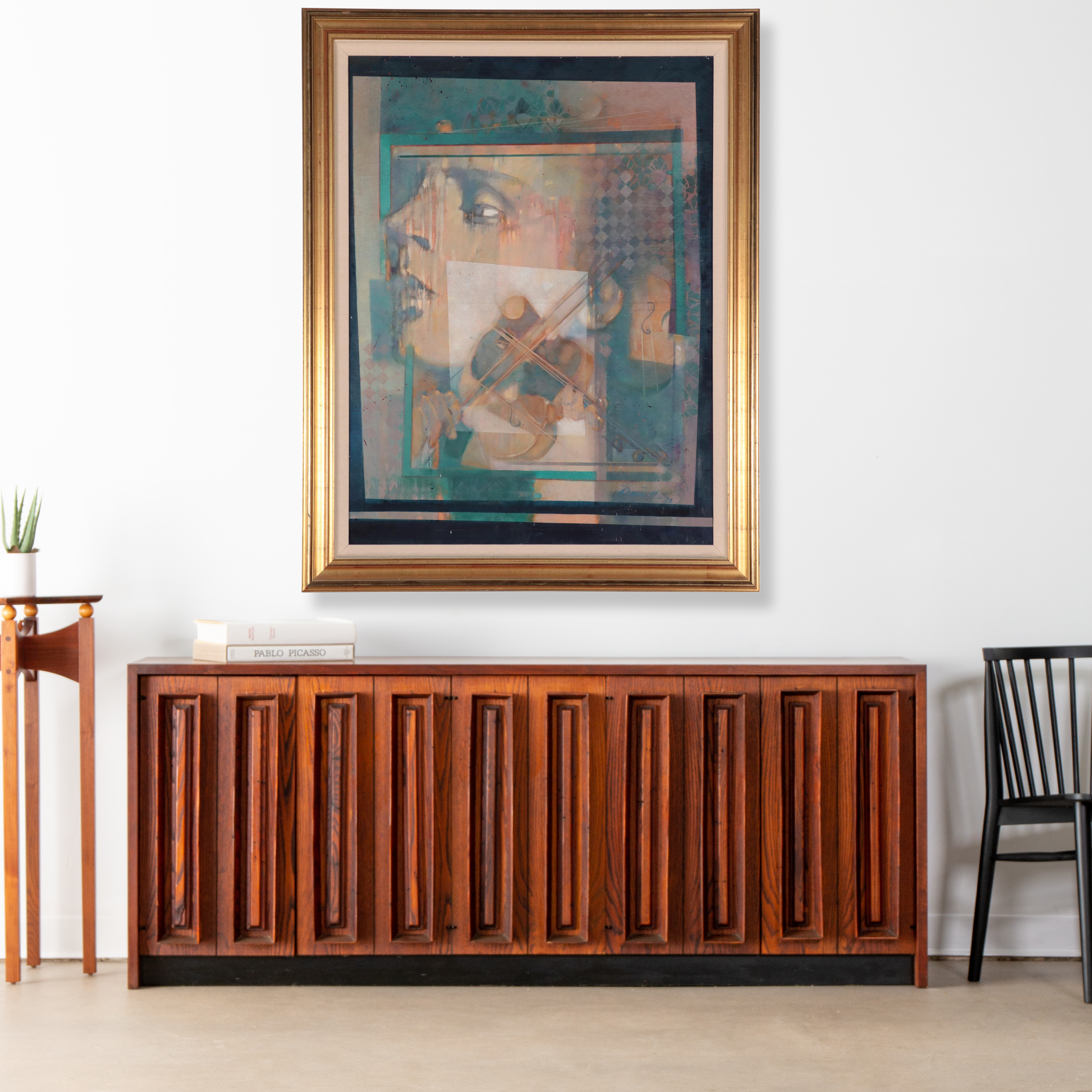 Dalva Duarte Stylized Musical-Themed Oil Painting, 1996