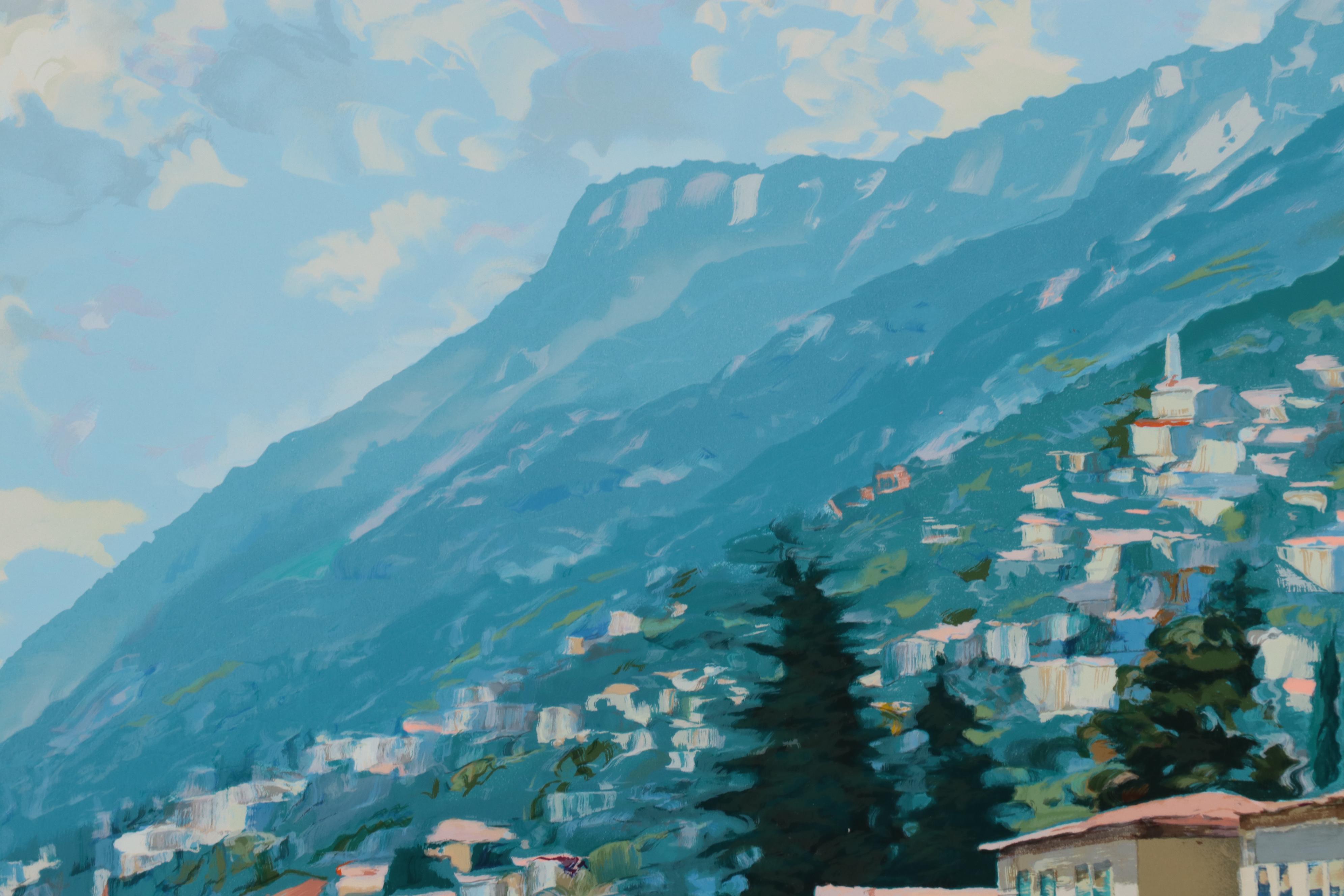 Howard Behrens Landscape Serigraph "Lugano Coastline," 1991