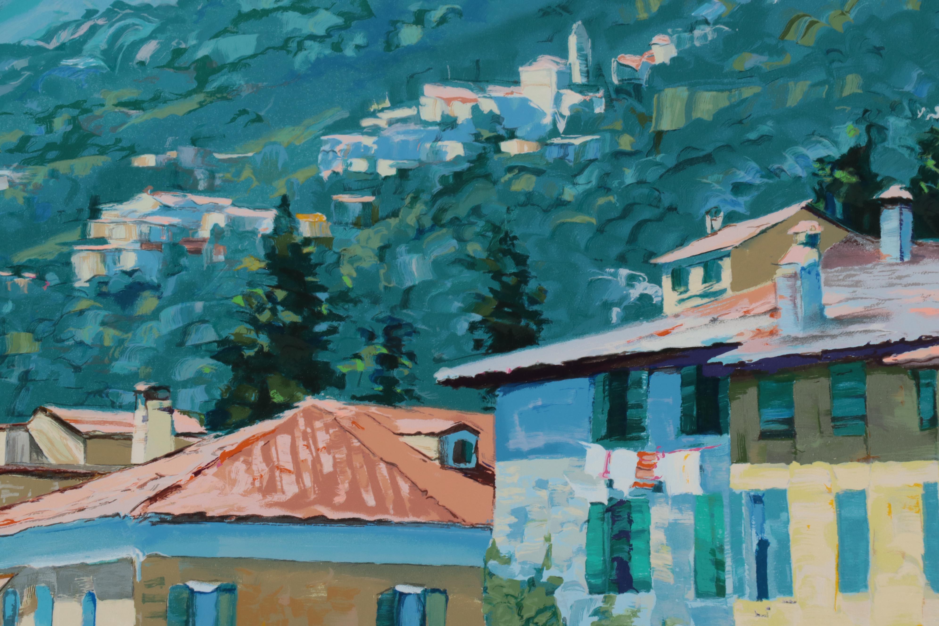 Howard Behrens Landscape Serigraph "Lugano Coastline," 1991