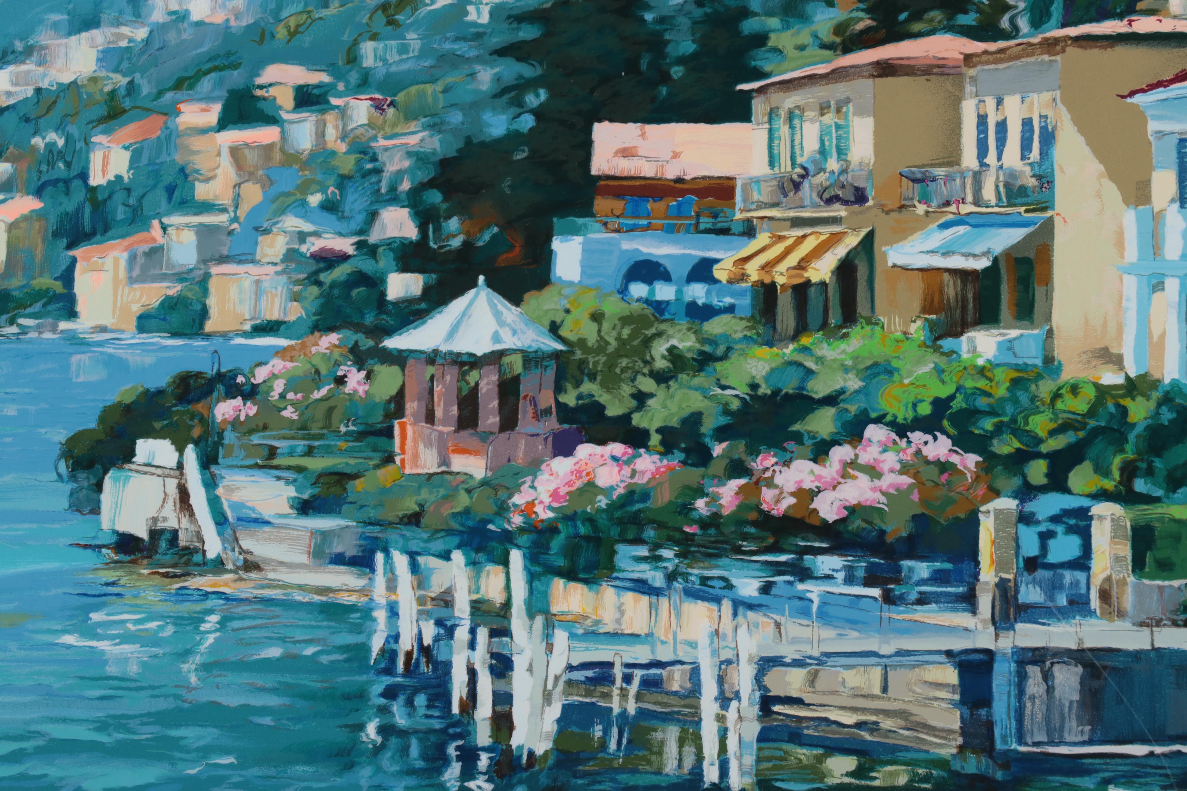 Howard Behrens Landscape Serigraph "Lugano Coastline," 1991