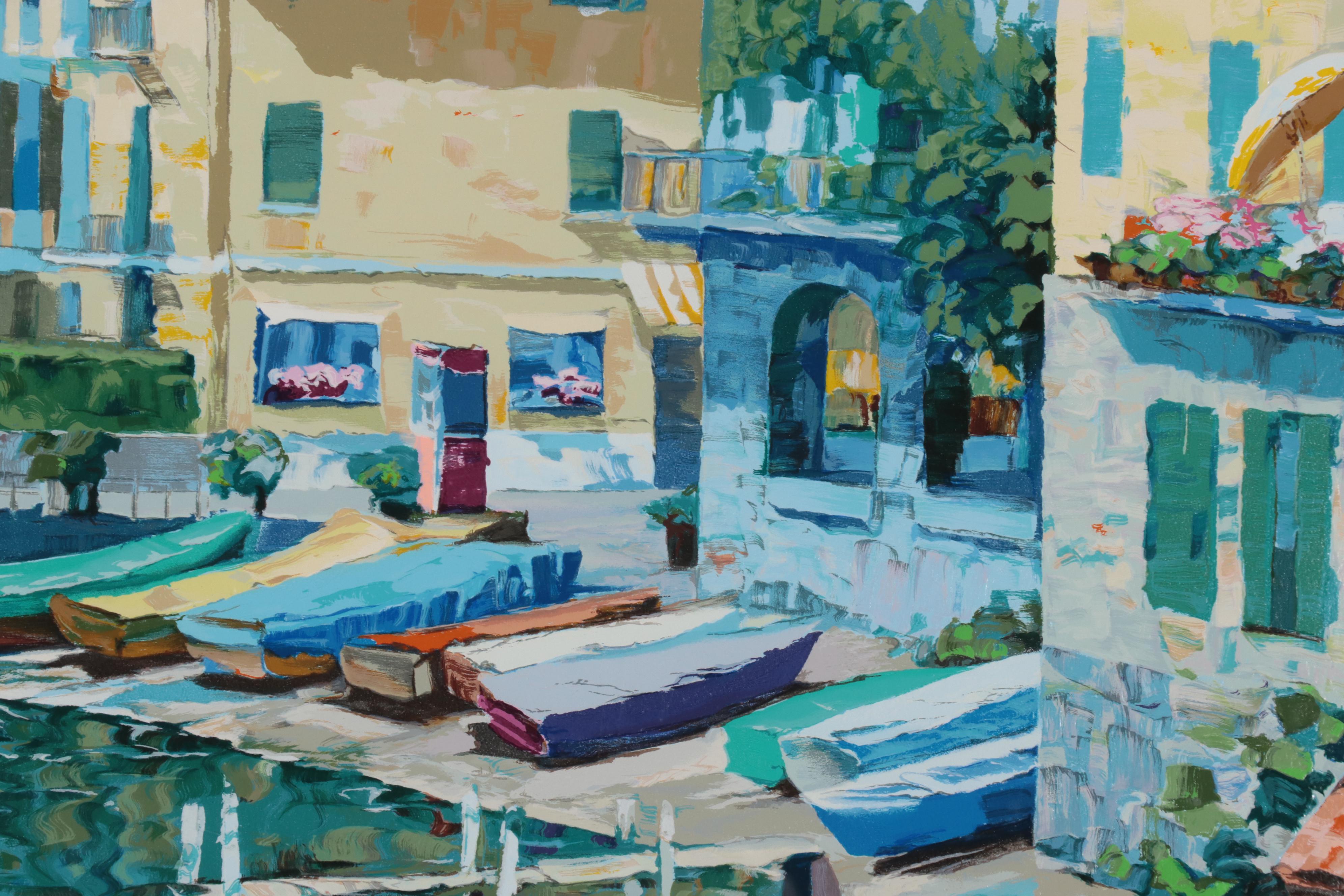 Howard Behrens Landscape Serigraph "Lugano Coastline," 1991