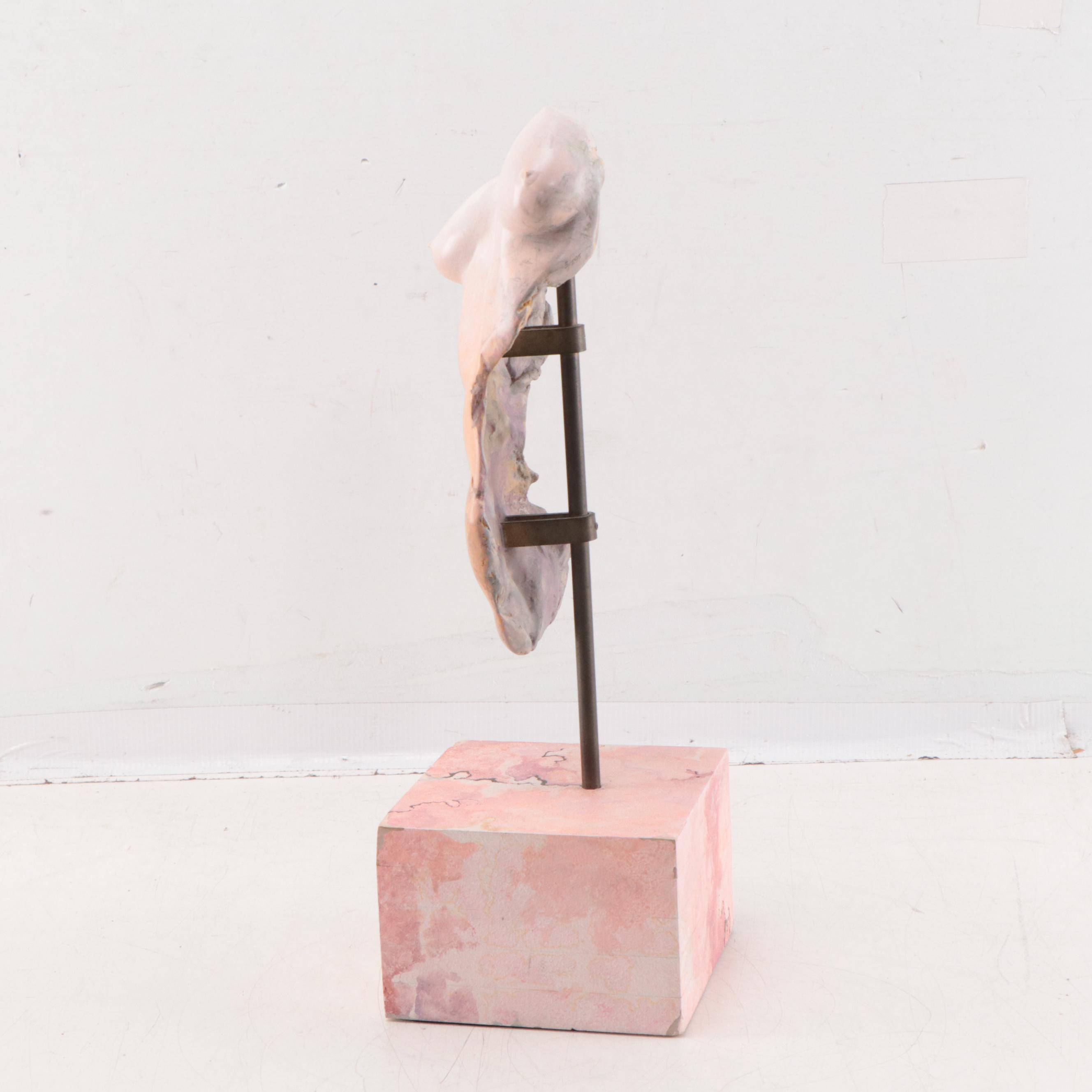 Hand-Painted Composite Sculpture of Female Torso, 1989