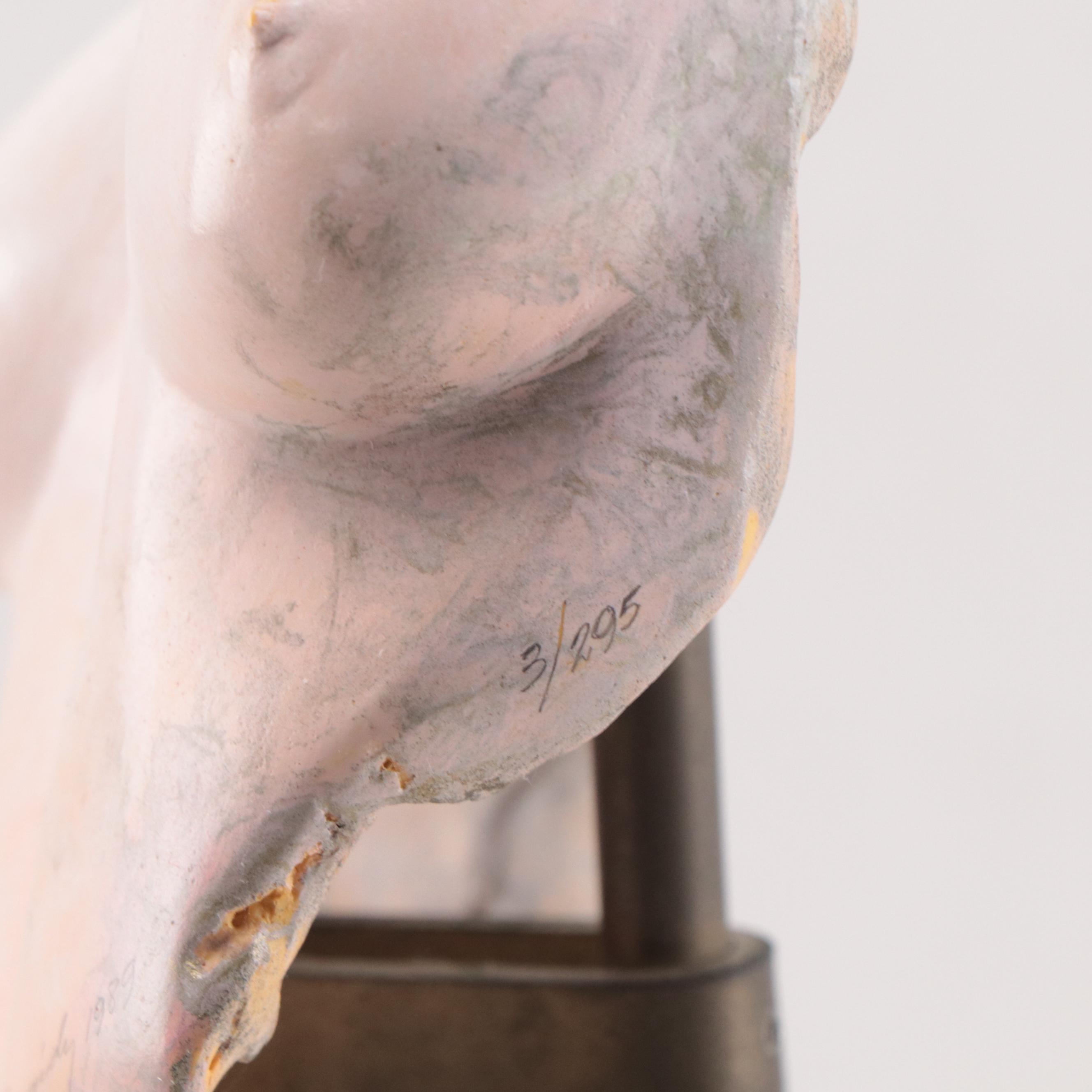 Hand-Painted Composite Sculpture of Female Torso, 1989
