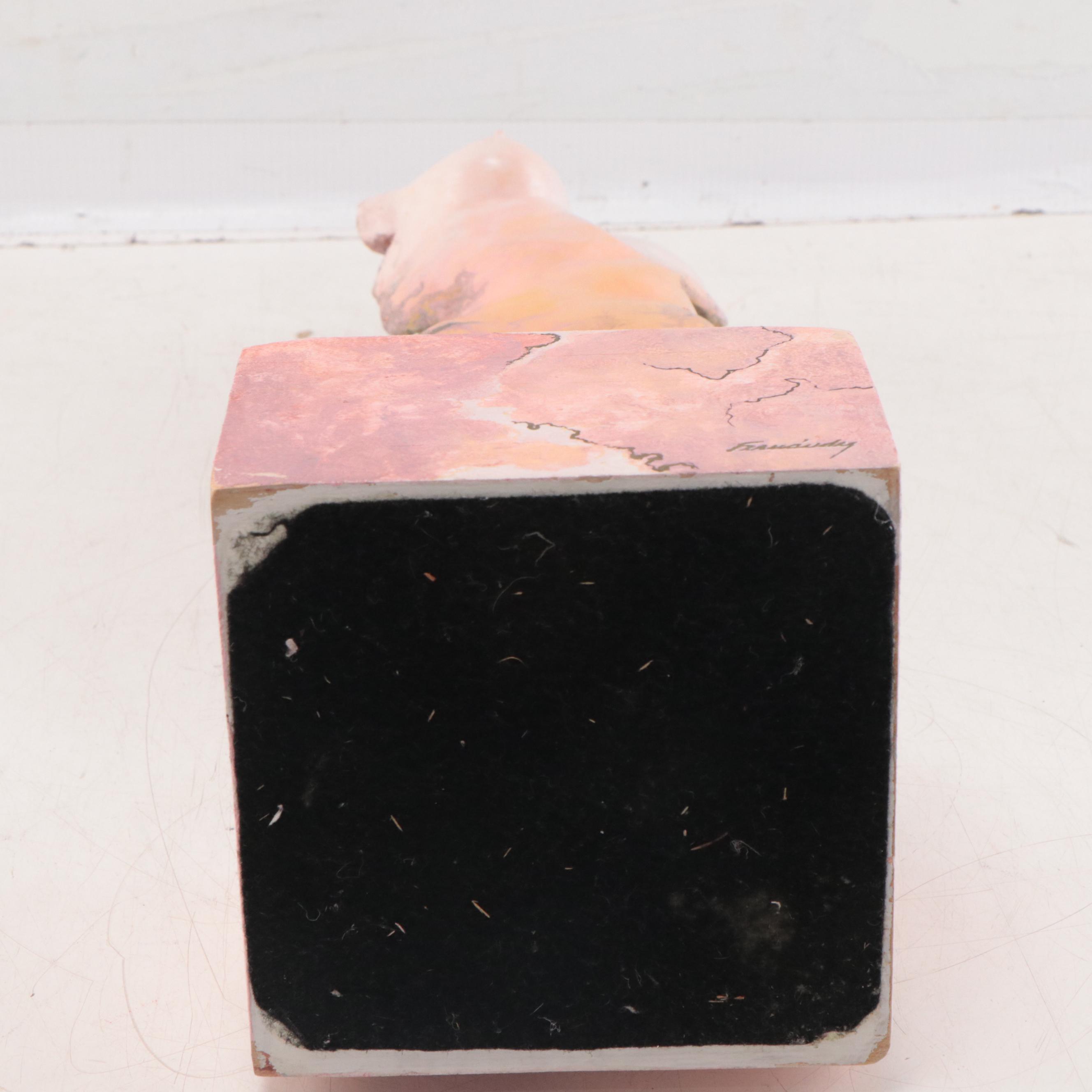 Hand-Painted Composite Sculpture of Female Torso, 1989