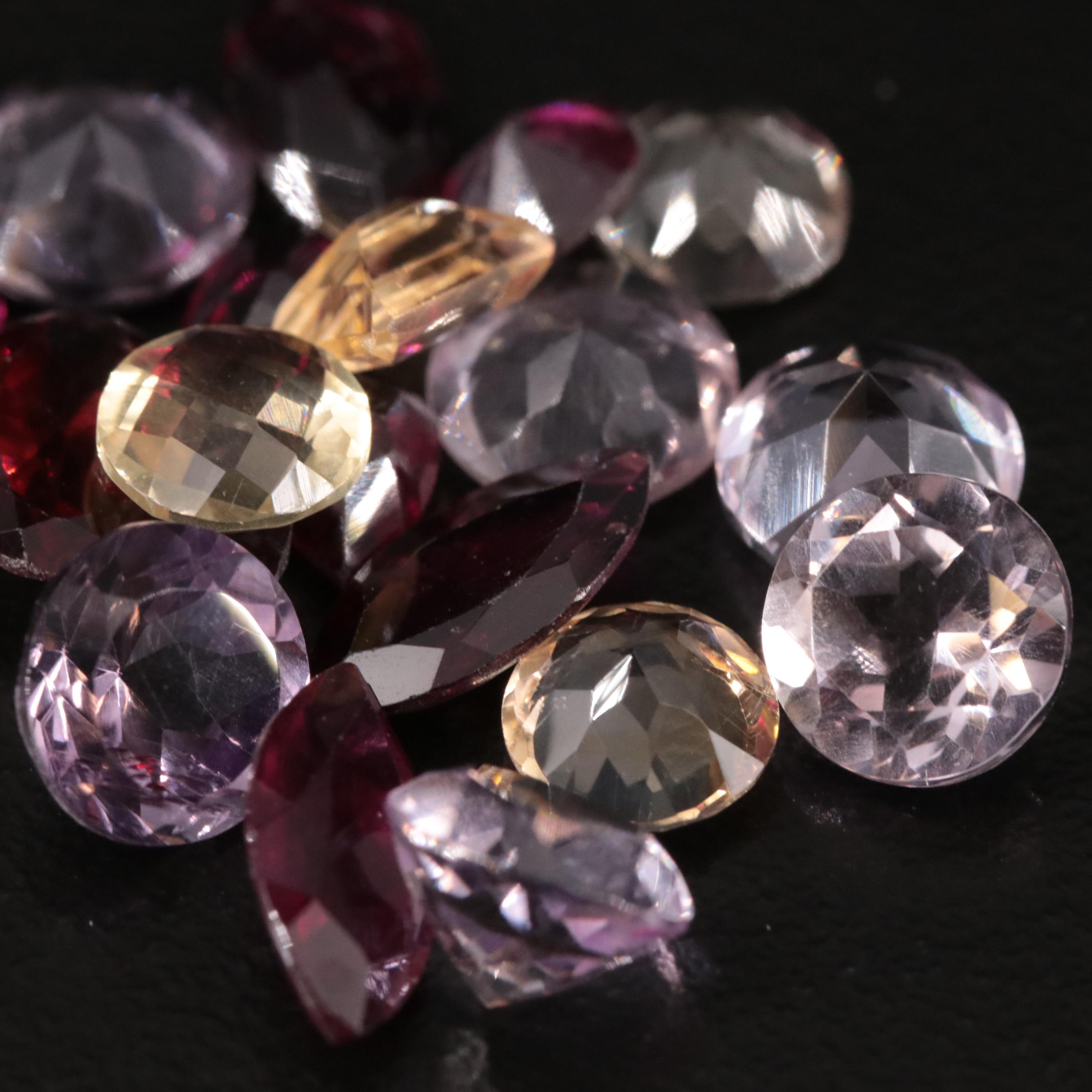 Loose 17.4 CTW Amethyst, Citrine, and Garnet Lot