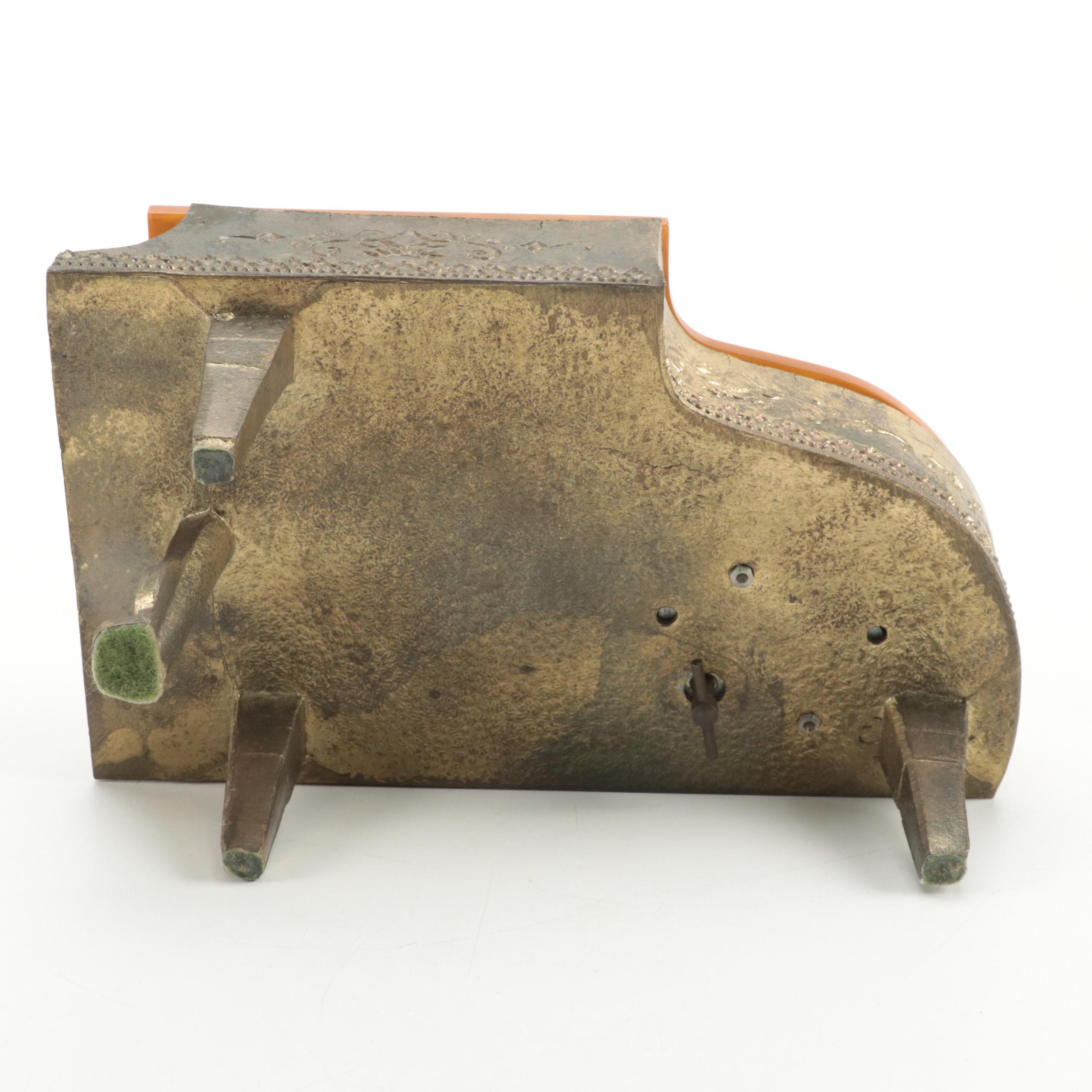 Swiss Bakelite and Metal Piano Form Music Box, Mid-20th Century