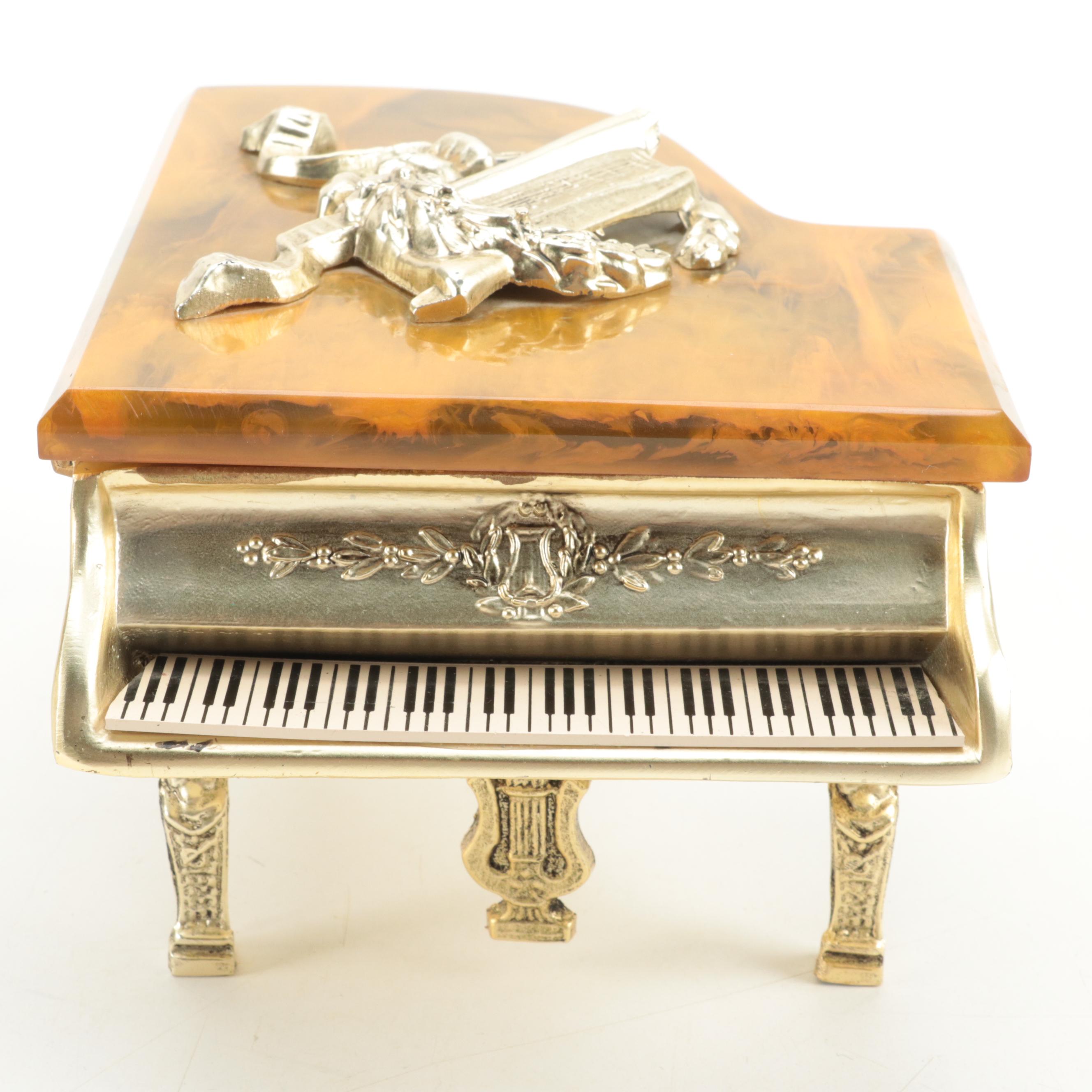 Thorens Bakelite and Metal Piano Form Music Box, Mid-20th Century