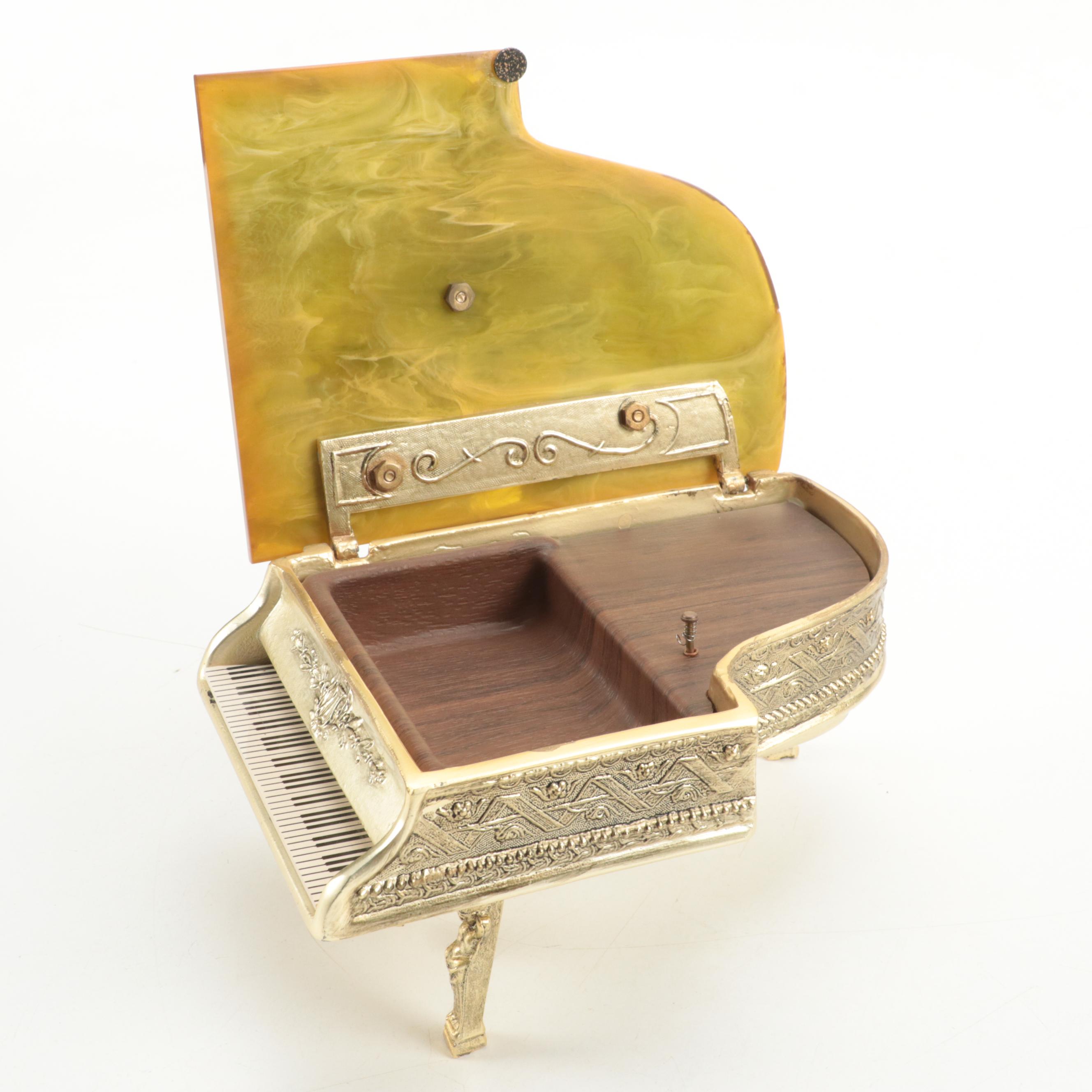 Thorens Bakelite and Metal Piano Form Music Box, Mid-20th Century