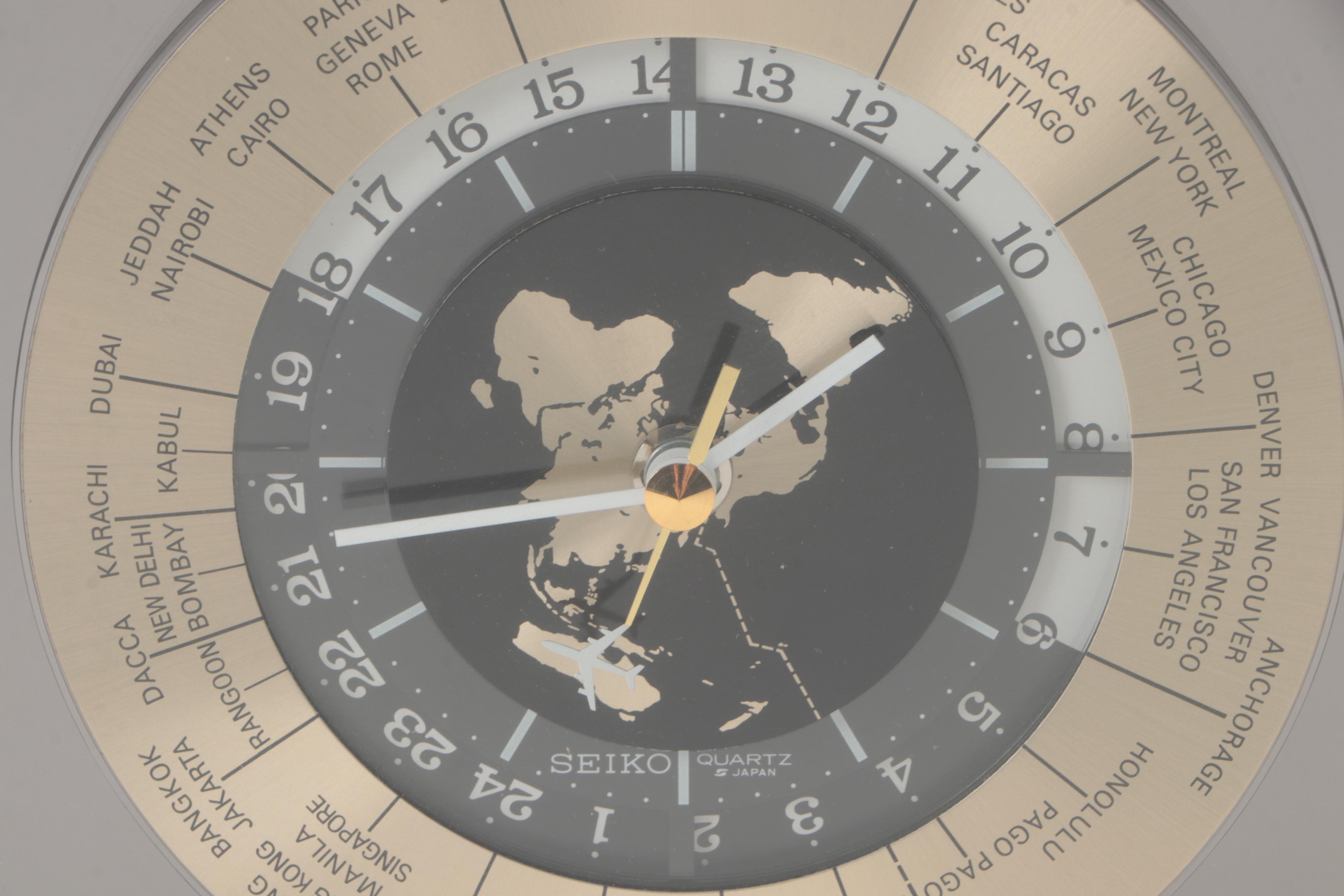 Seiko Brass and Glass World Time Desk Clock