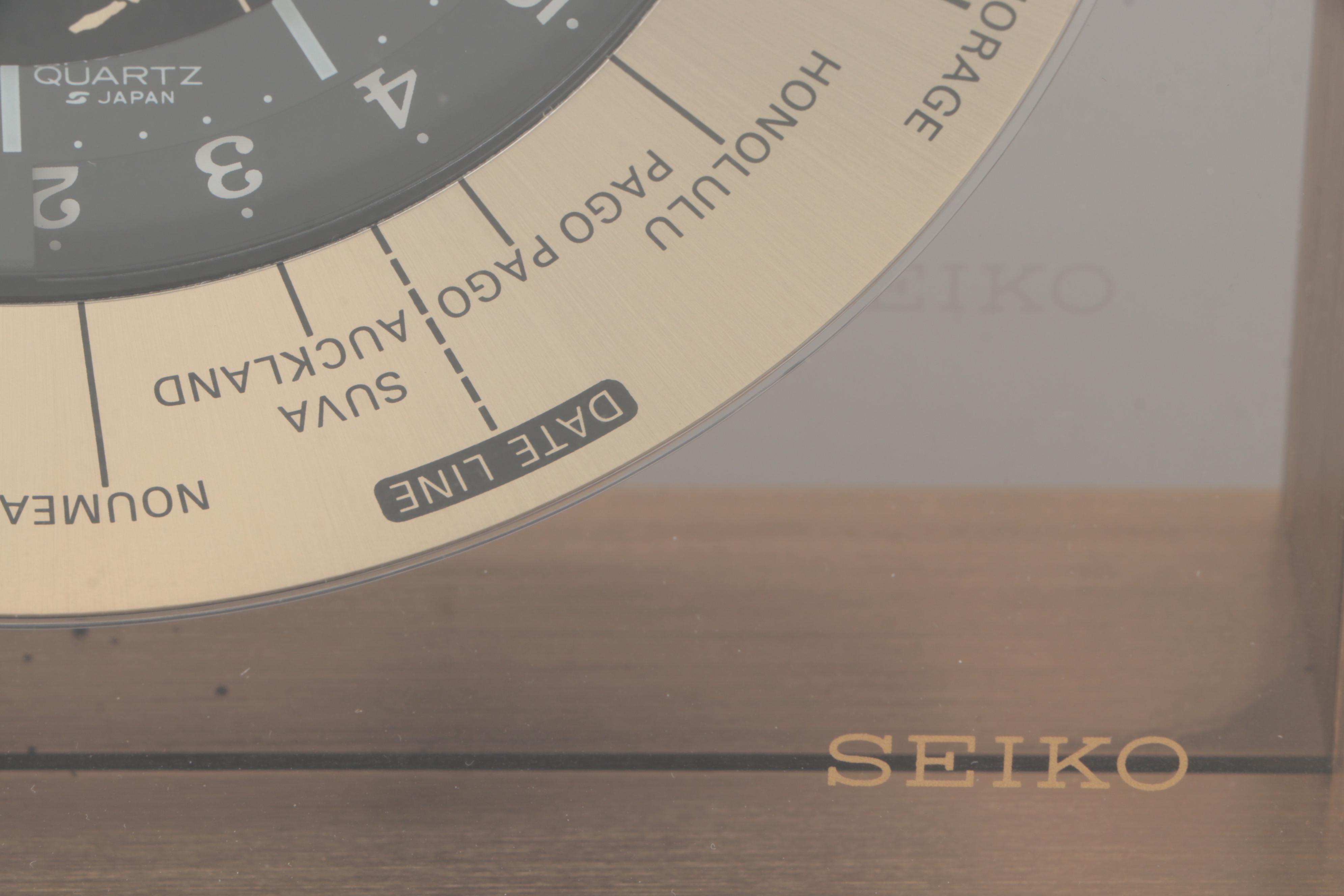 Seiko Brass and Glass World Time Desk Clock