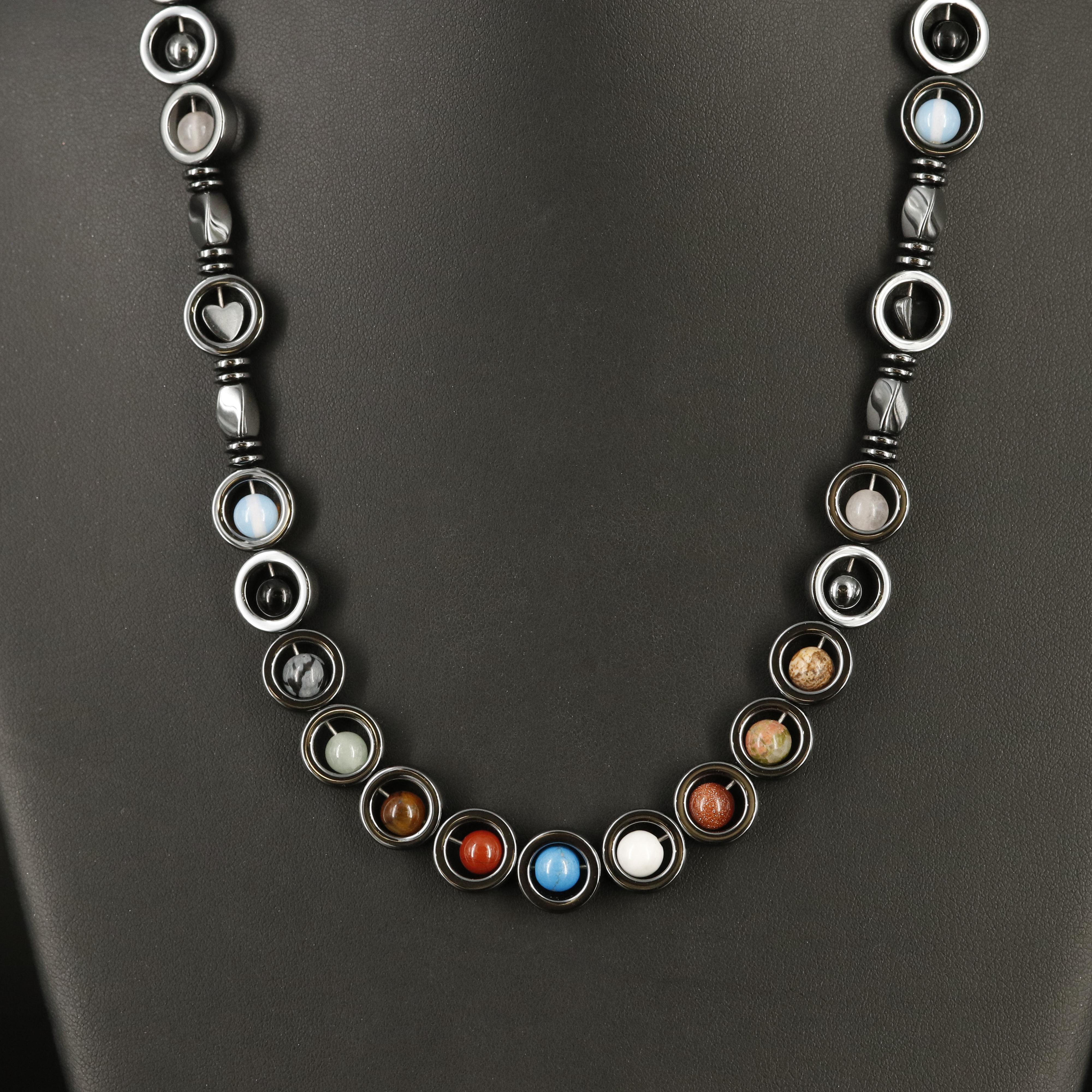 Sterling Jasper, Unakite and Rose Quartz Necklace