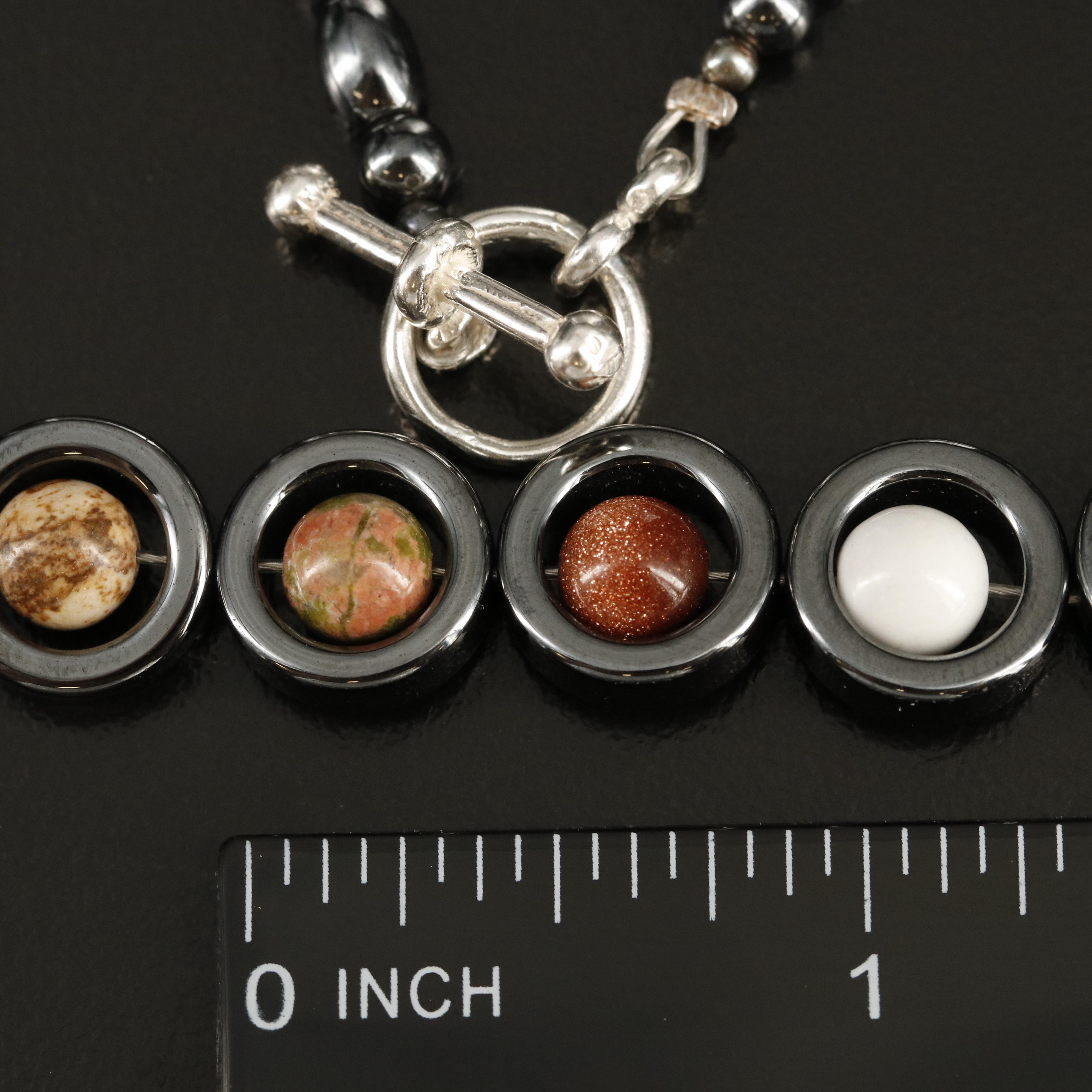 Sterling Jasper, Unakite and Rose Quartz Necklace