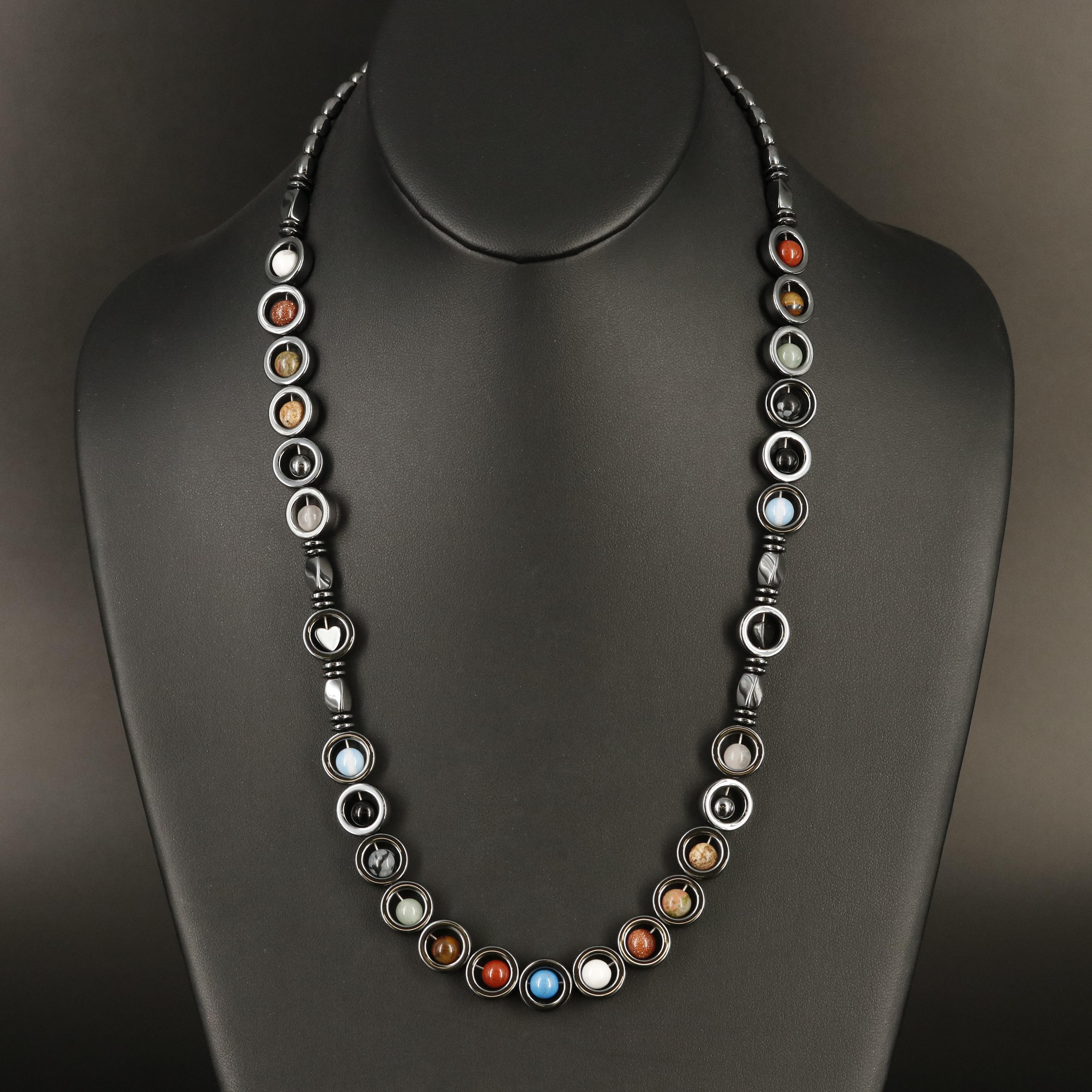 Sterling Jasper, Unakite and Rose Quartz Necklace