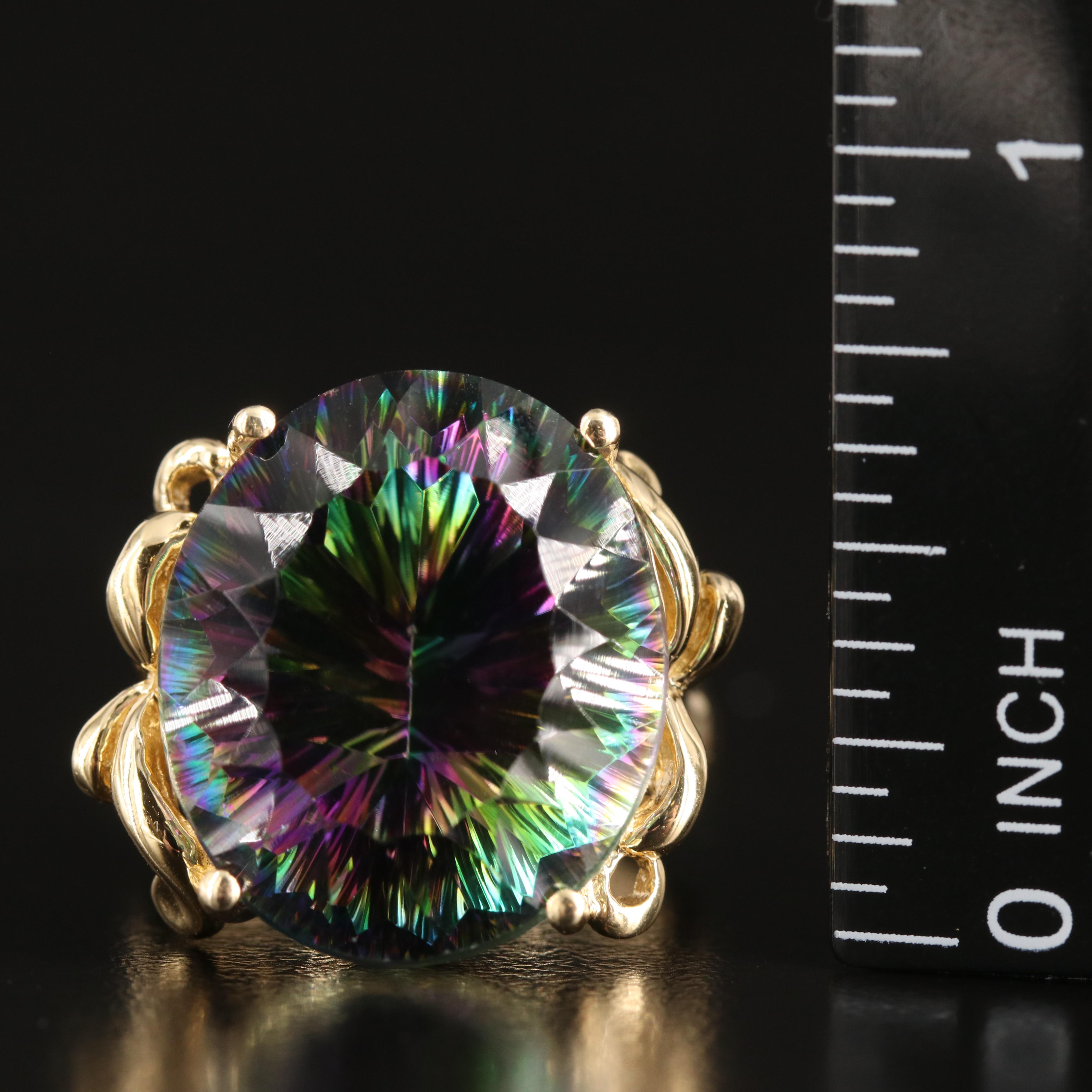 14K Mystic Topaz Ring with Flourish Shoulders