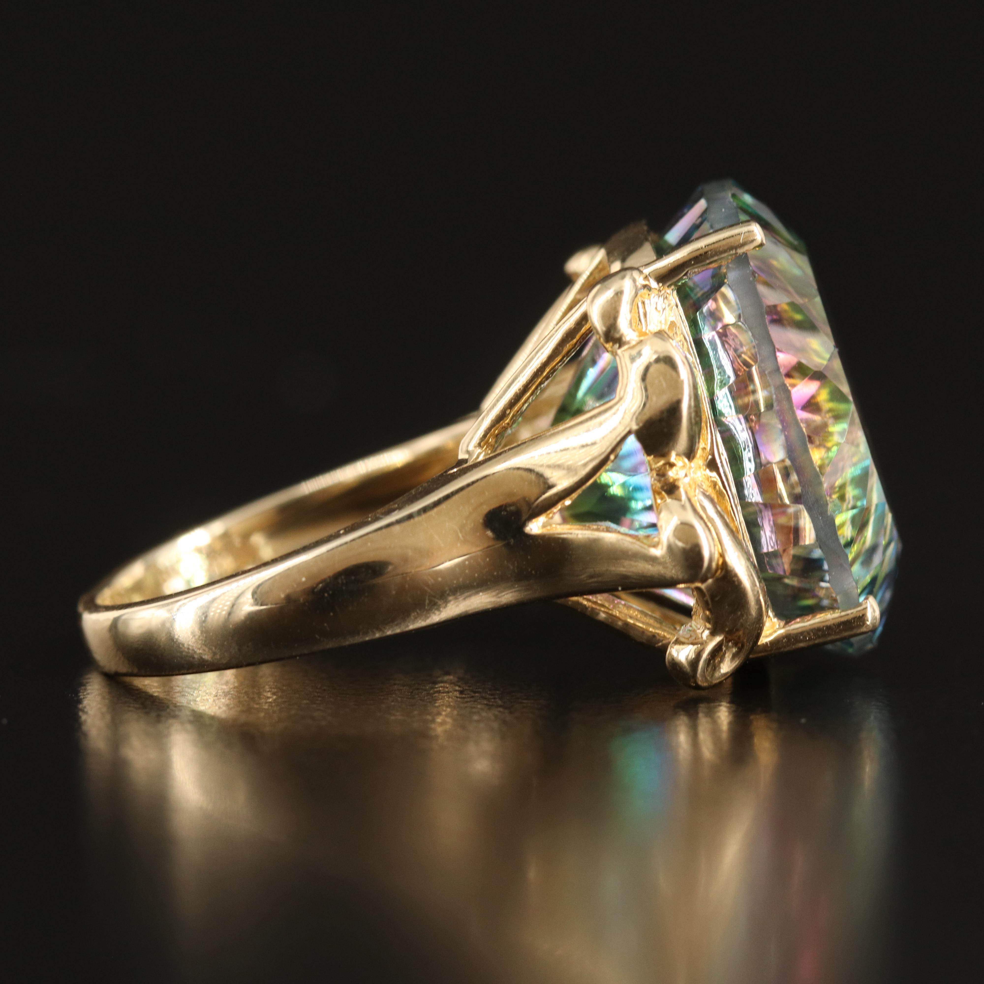 14K Mystic Topaz Ring with Flourish Shoulders