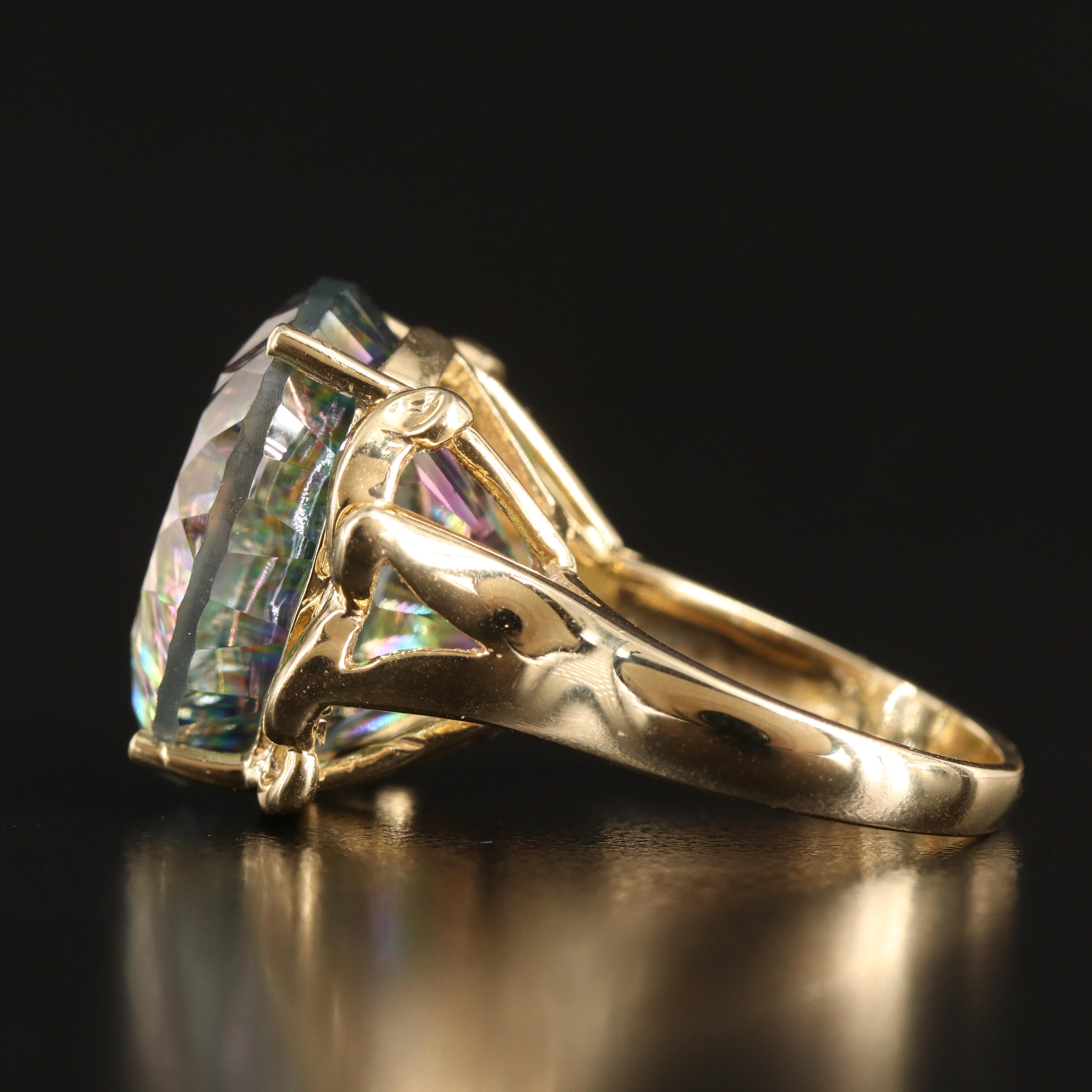 14K Mystic Topaz Ring with Flourish Shoulders