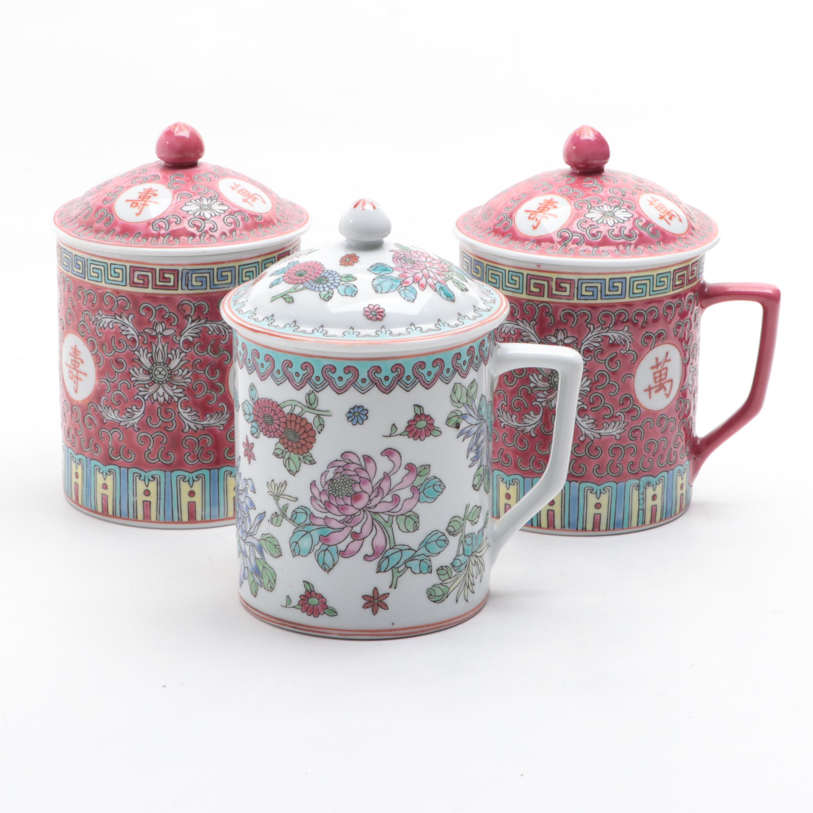 Chinese Porcelain Covered Mugs