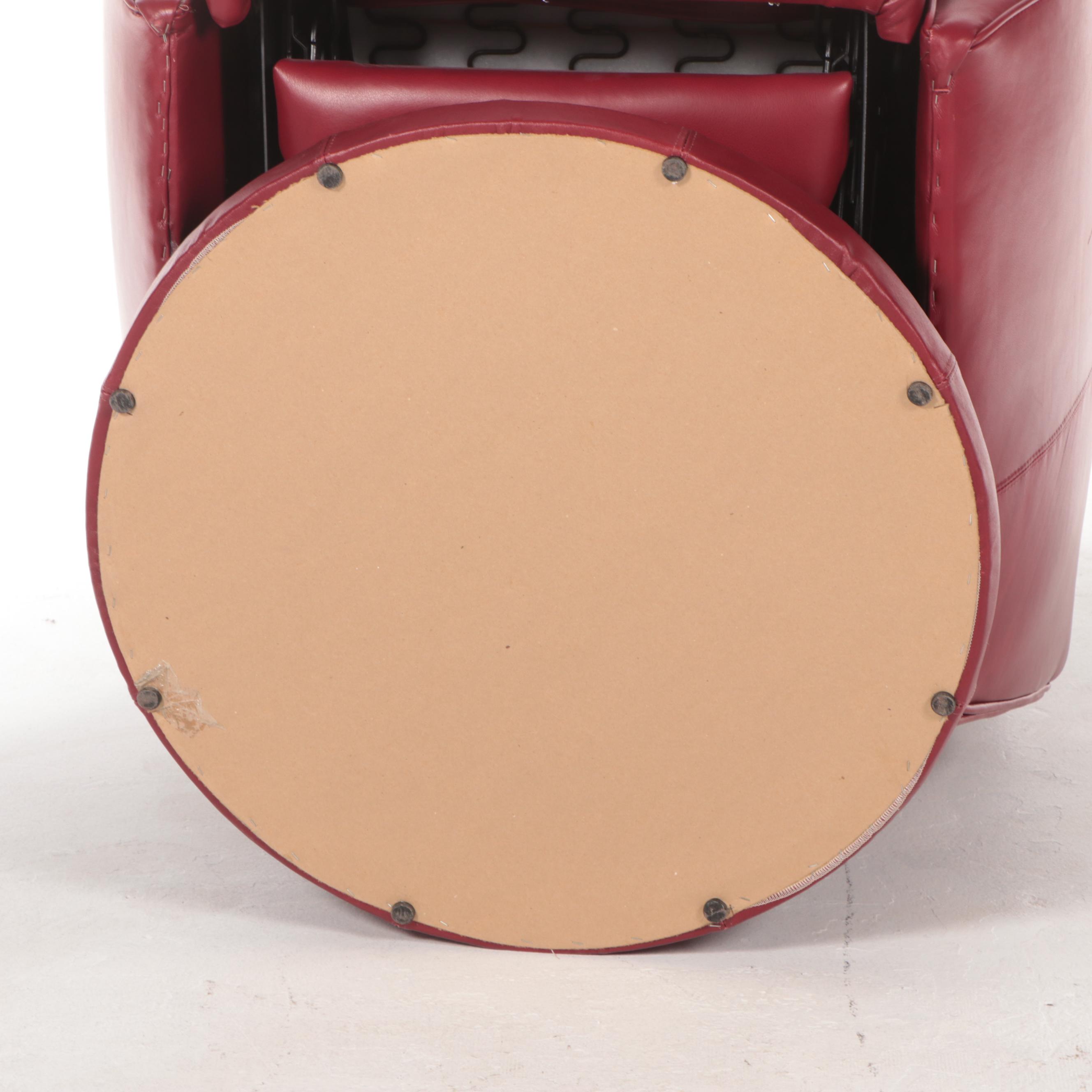 BarcaLounger Modernist Style Red Leather Swivel-Recliner