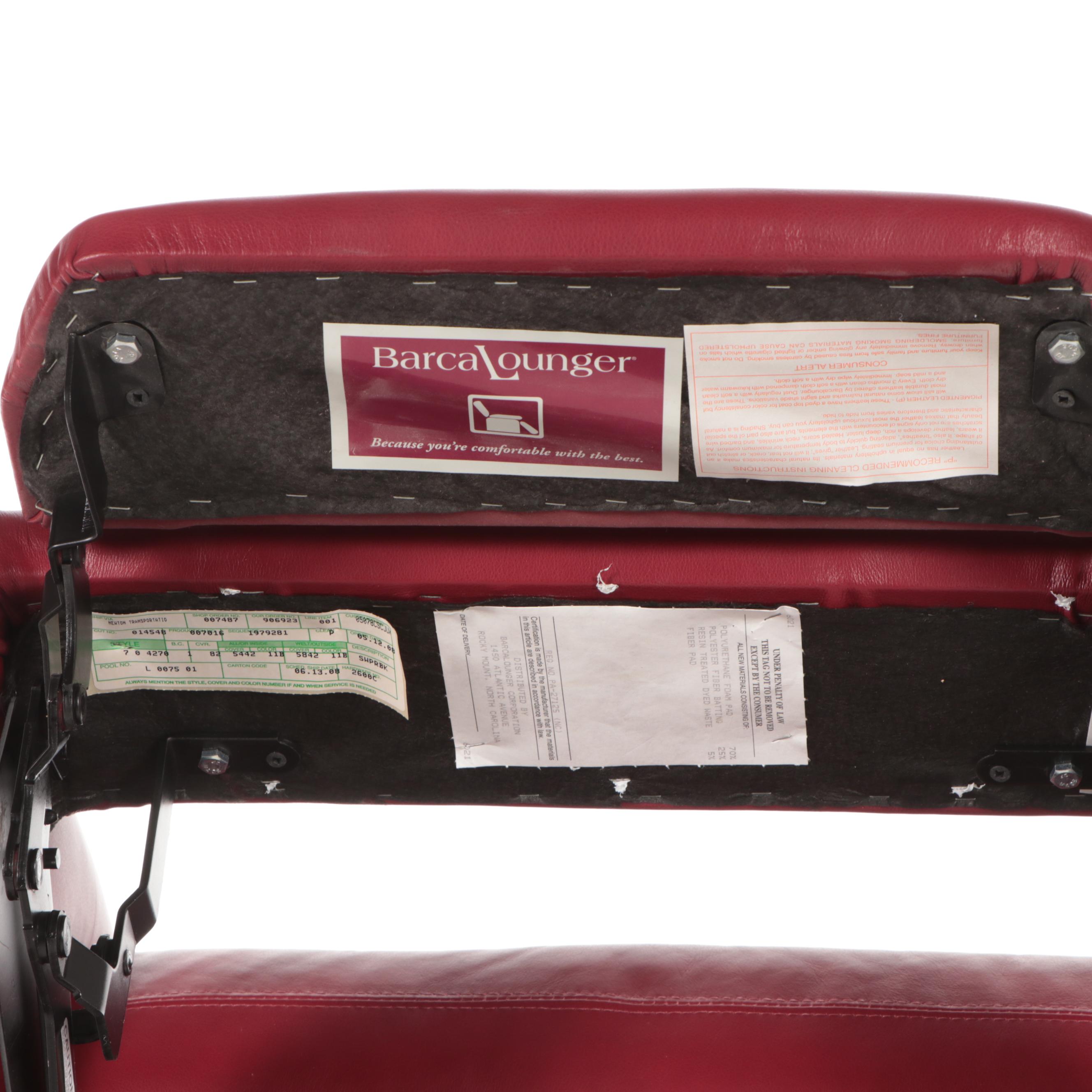 BarcaLounger Modernist Style Red Leather Swivel-Recliner