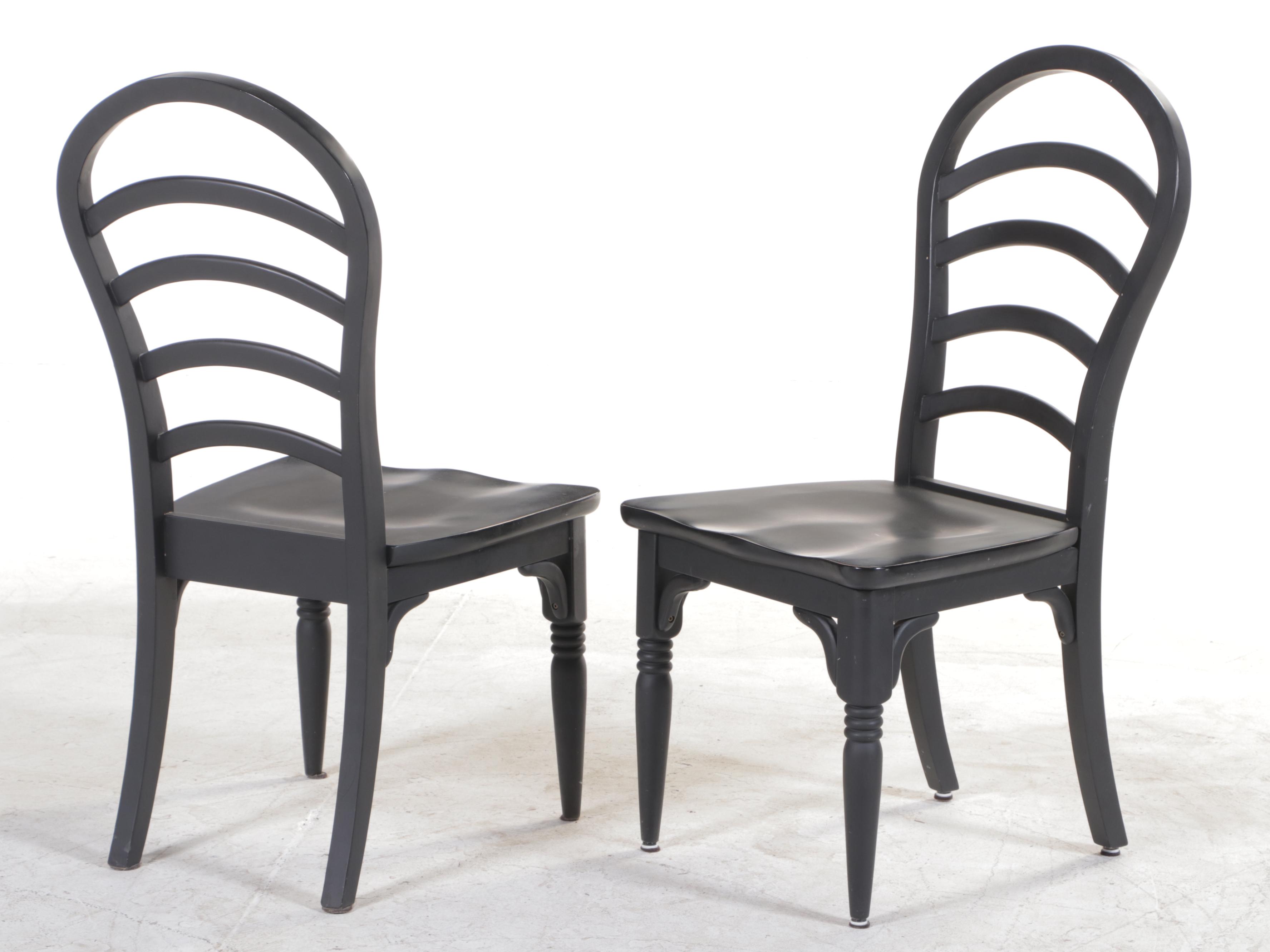 Thomasville Ebonized Wood and Glass Top Dinette Table and Side Chairs