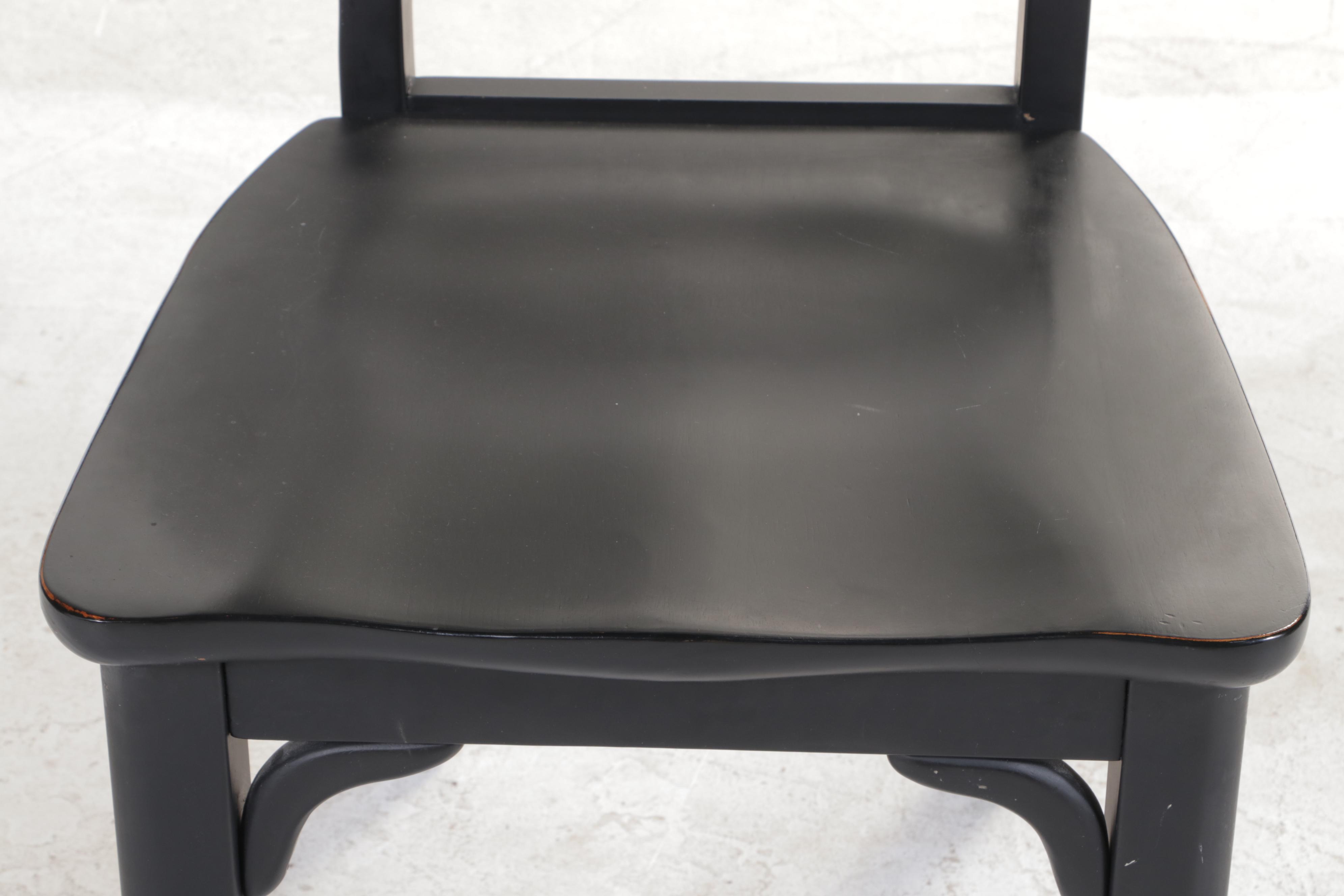 Thomasville Ebonized Wood and Glass Top Dinette Table and Side Chairs