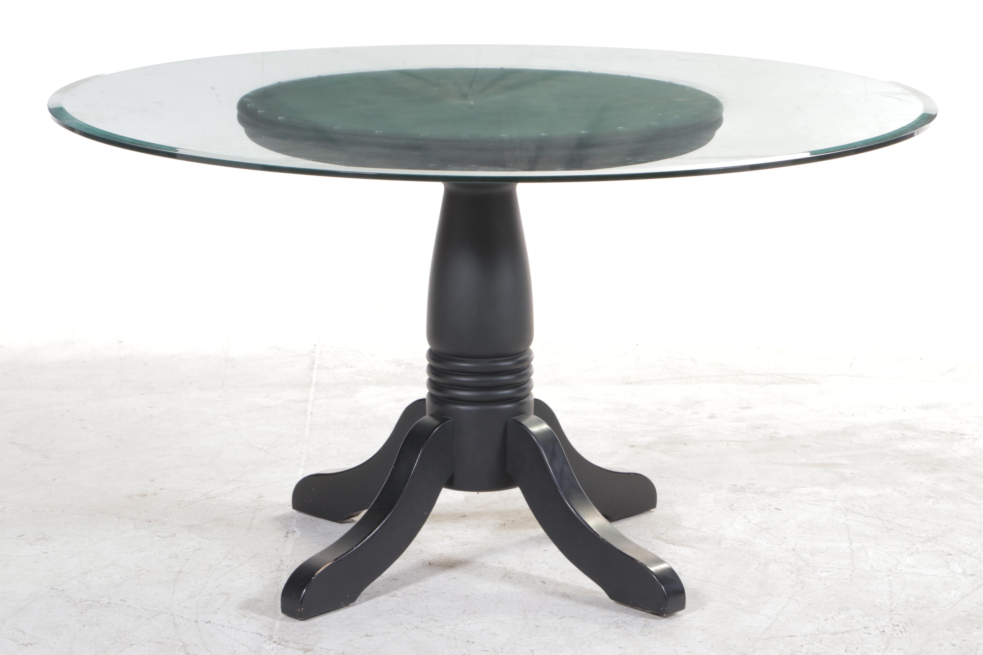 Thomasville Ebonized Wood and Glass Top Dinette Table and Side Chairs