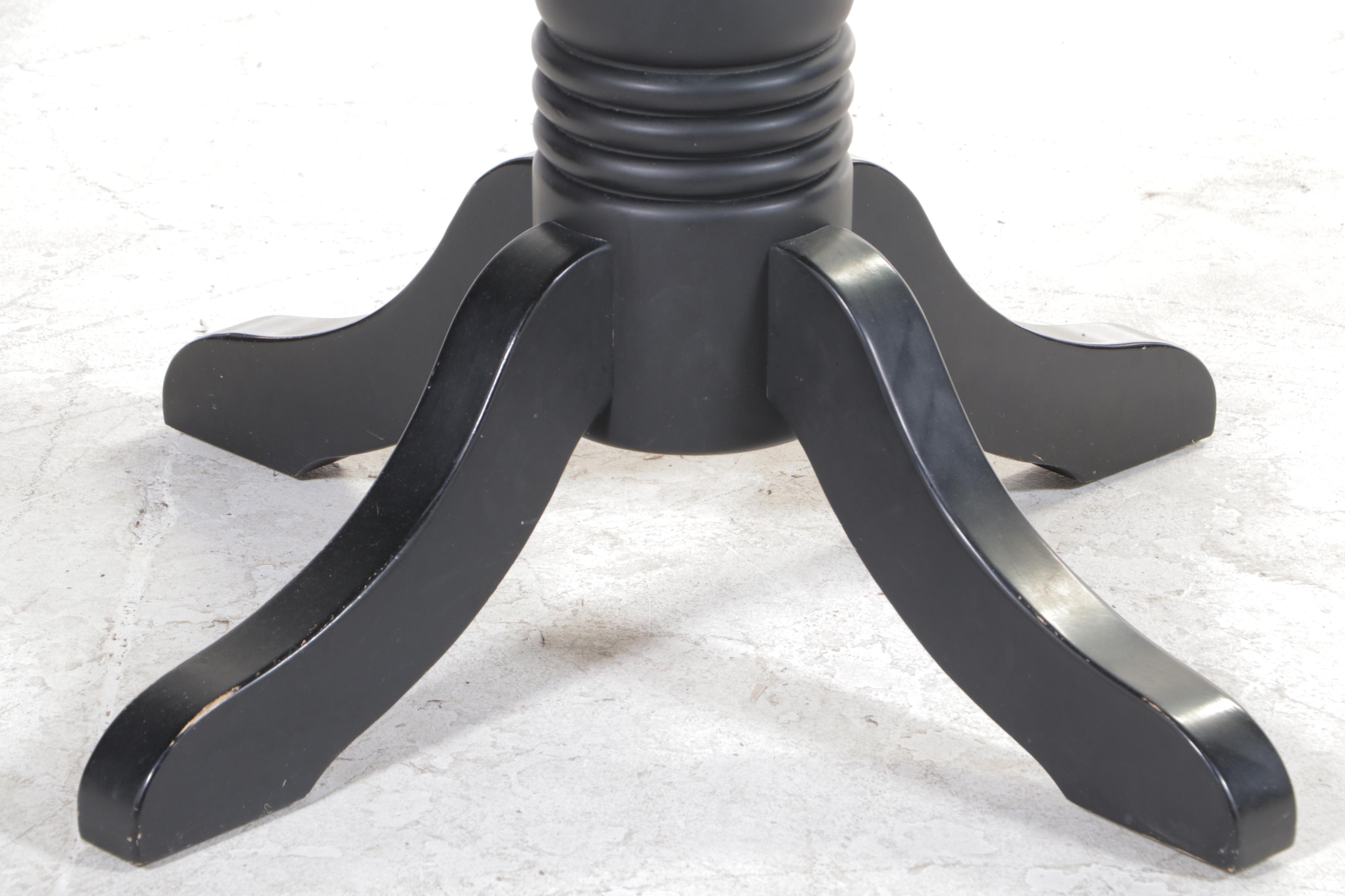 Thomasville Ebonized Wood and Glass Top Dinette Table and Side Chairs