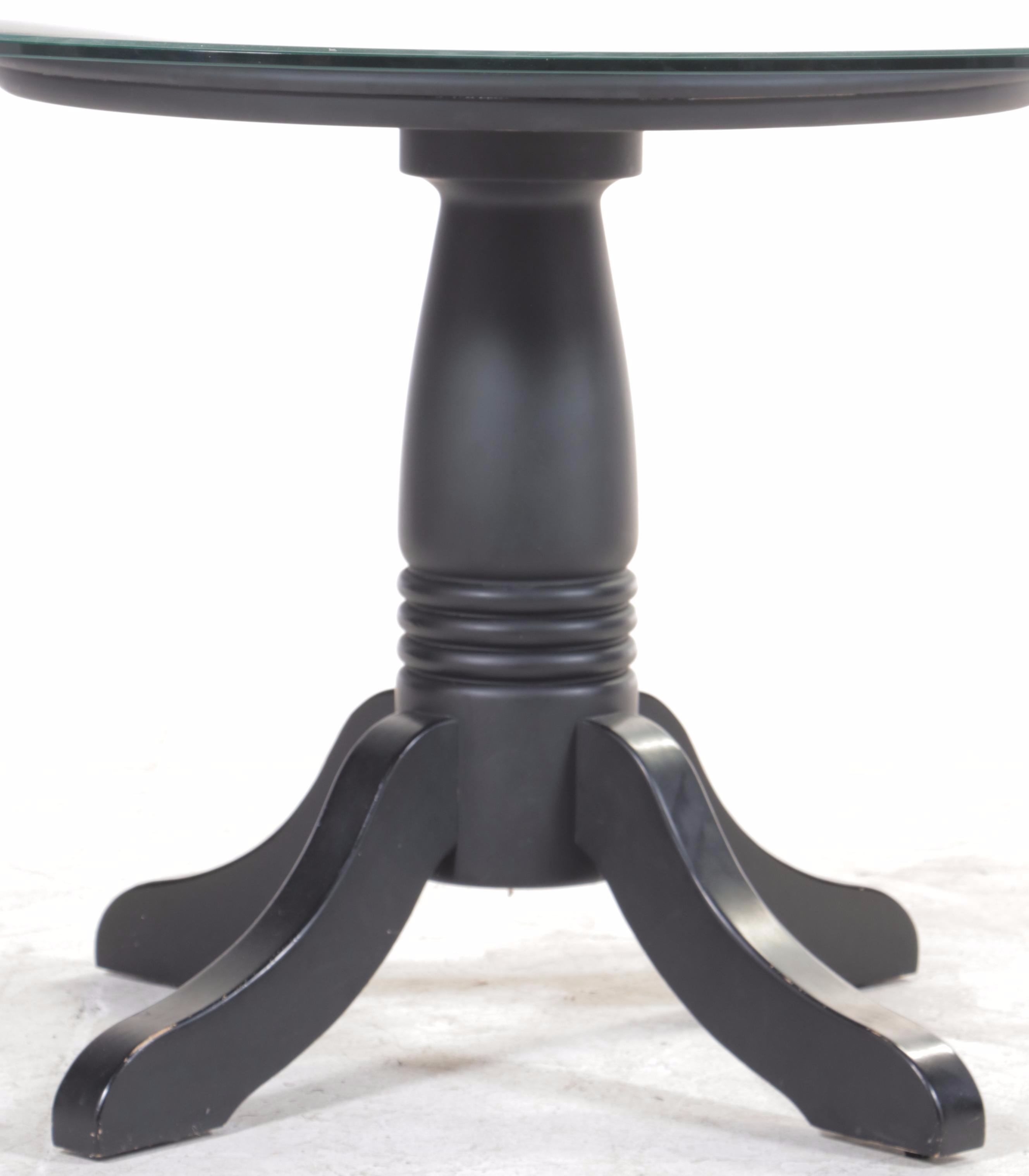 Thomasville Ebonized Wood and Glass Top Dinette Table and Side Chairs