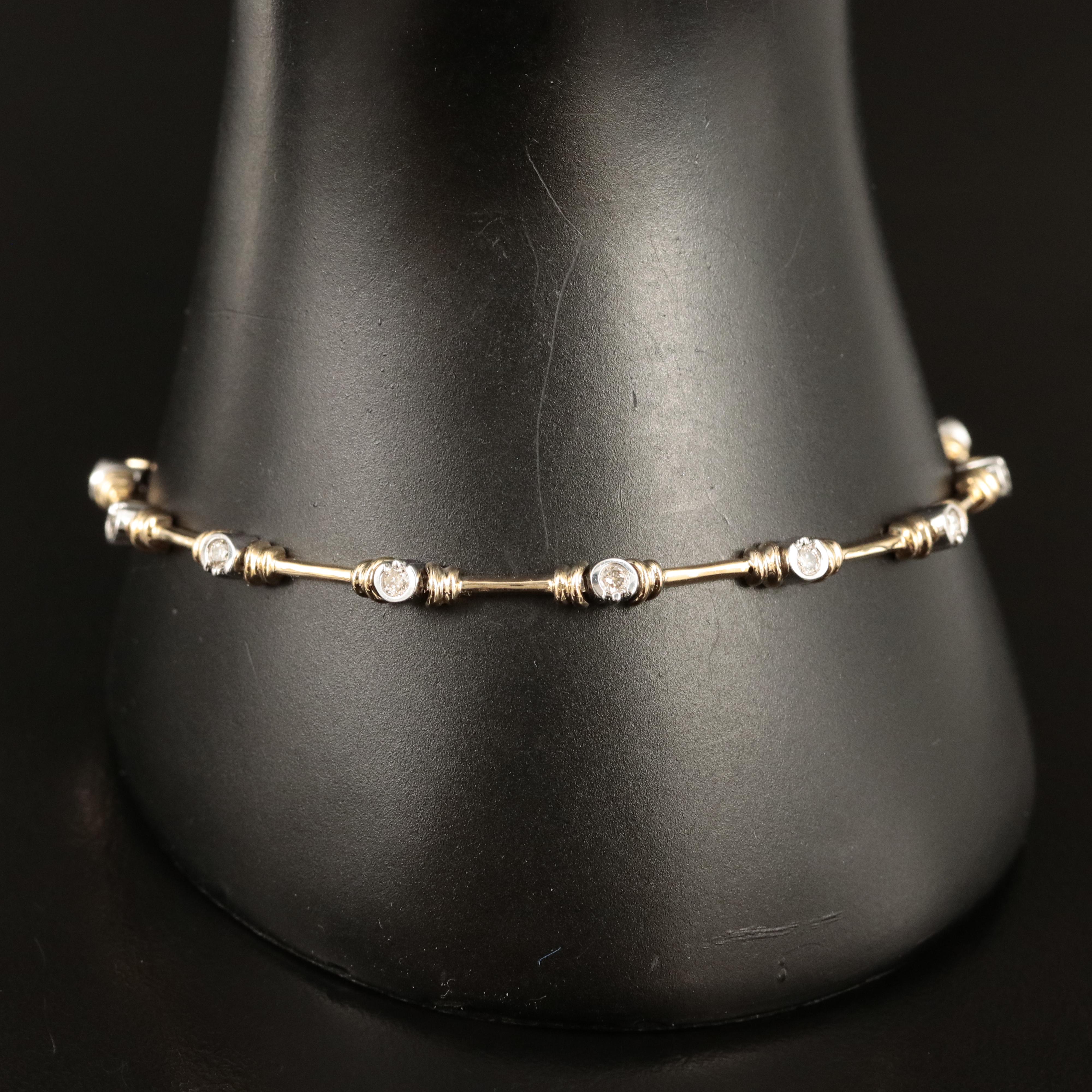 10K 0.42 CTW Diamond Fancy Link Bracelet