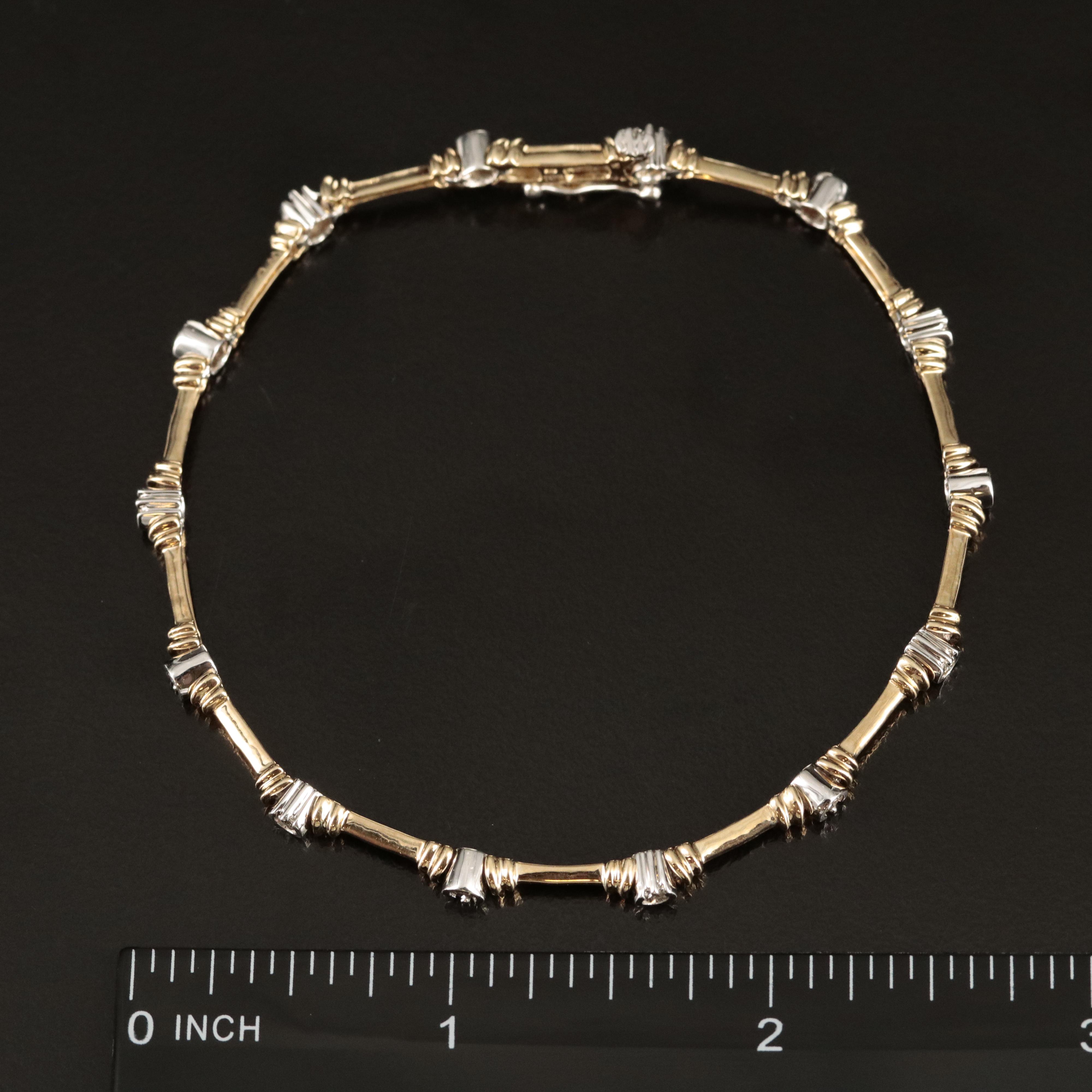 10K 0.42 CTW Diamond Fancy Link Bracelet