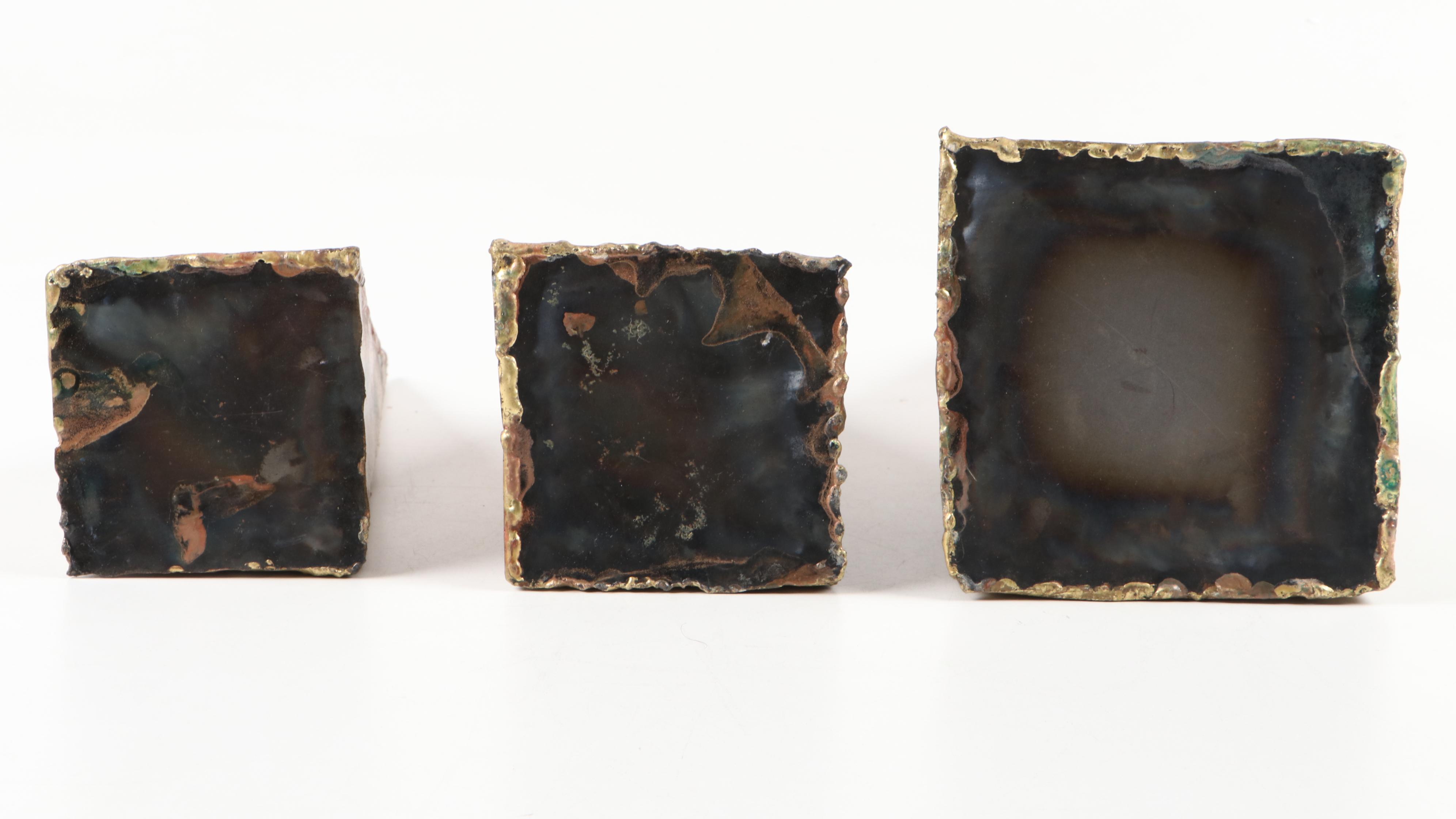 Brutalist Style Welded and Painted Metal Obelisks