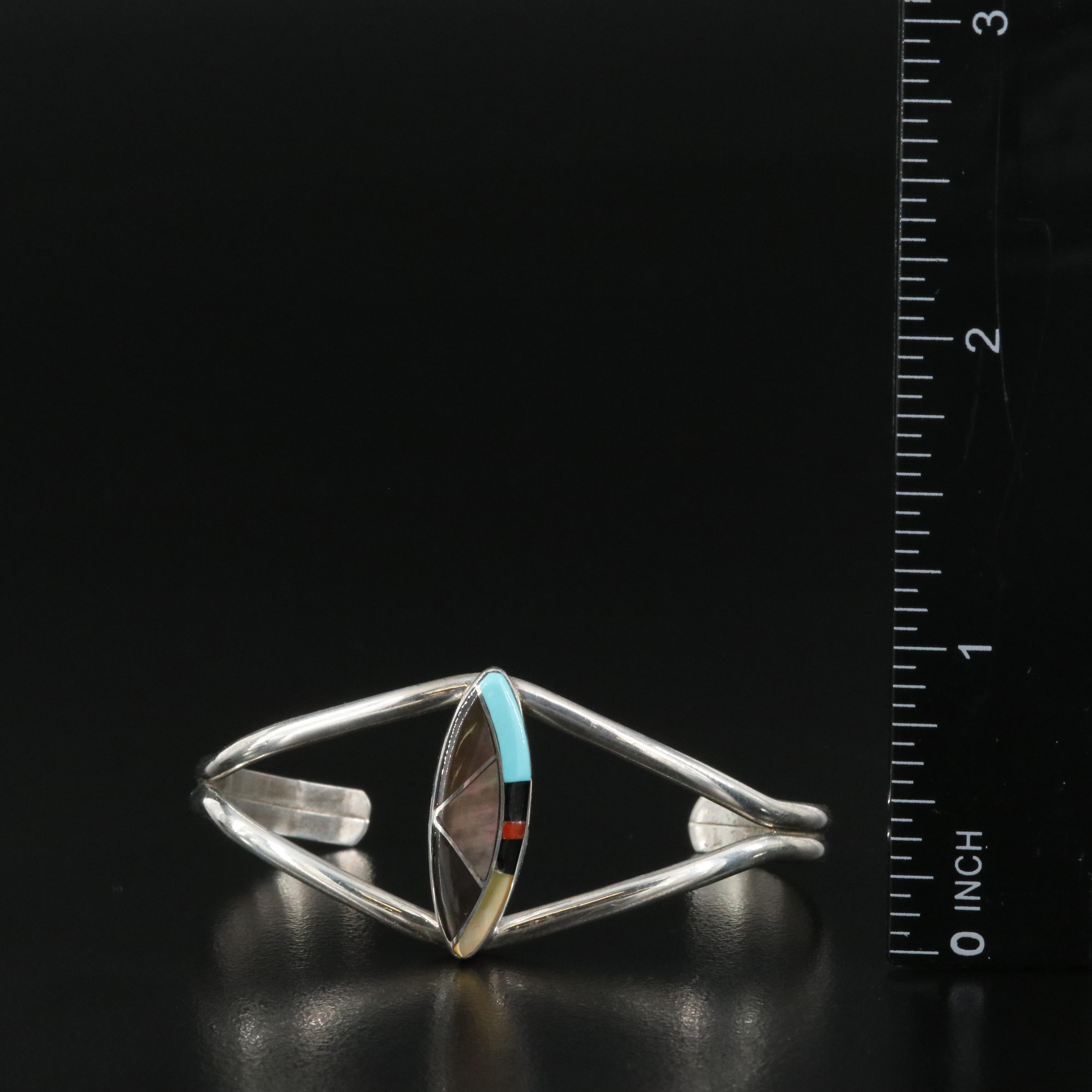 Sterling Cuffs Including Turquoise, Mother-of-Pearl and Coral