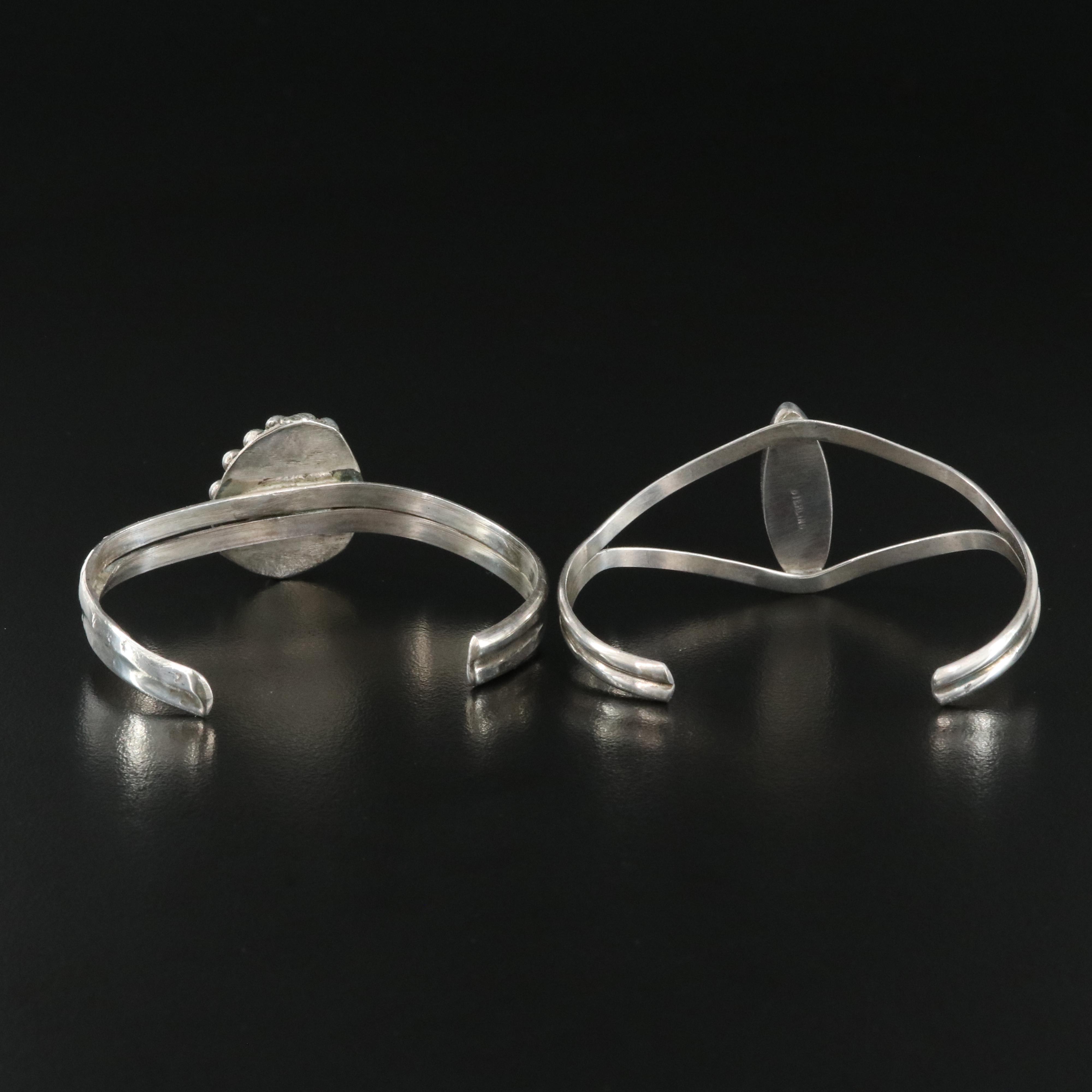 Sterling Cuffs Including Turquoise, Mother-of-Pearl and Coral