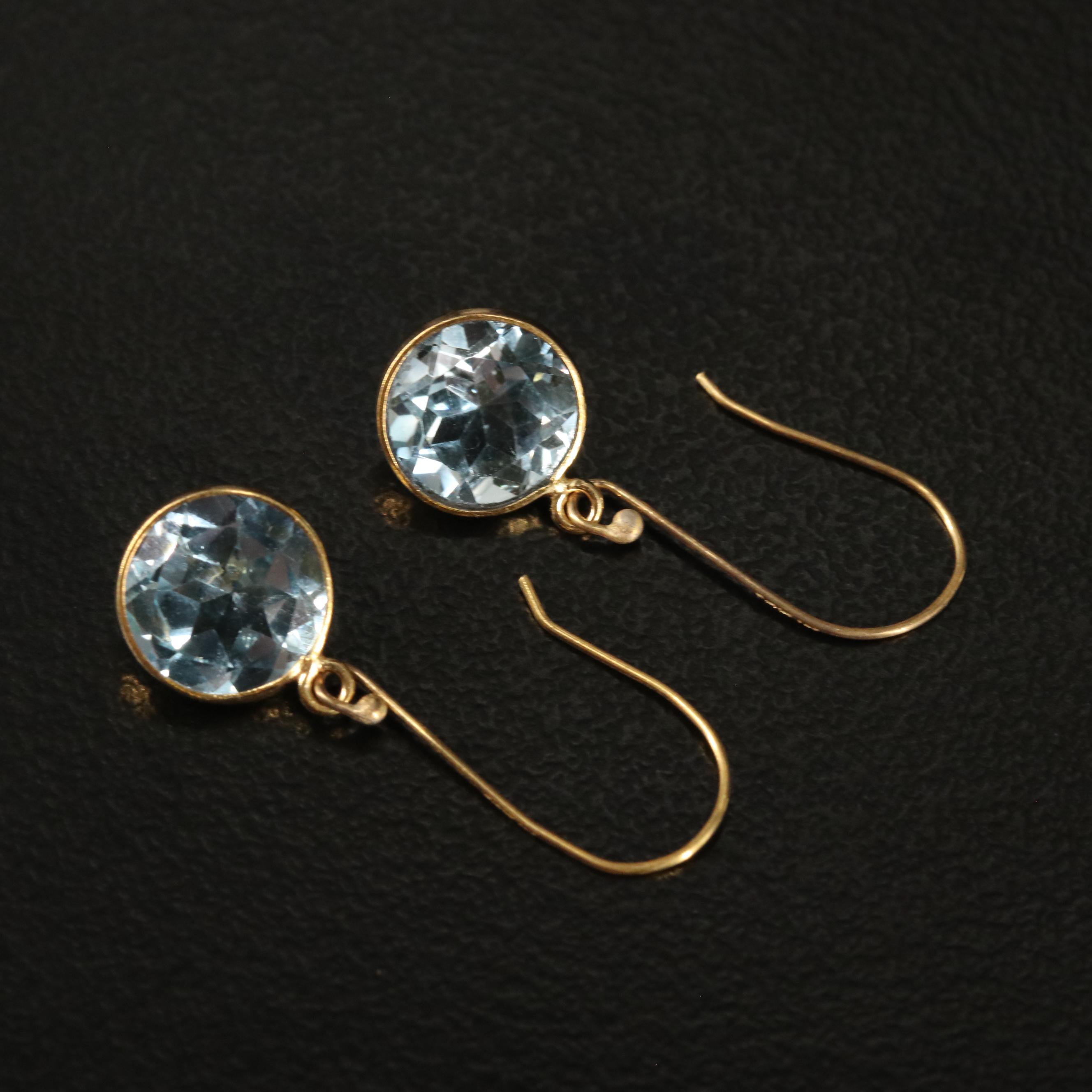 14K Blue Topaz Drop Earrings
