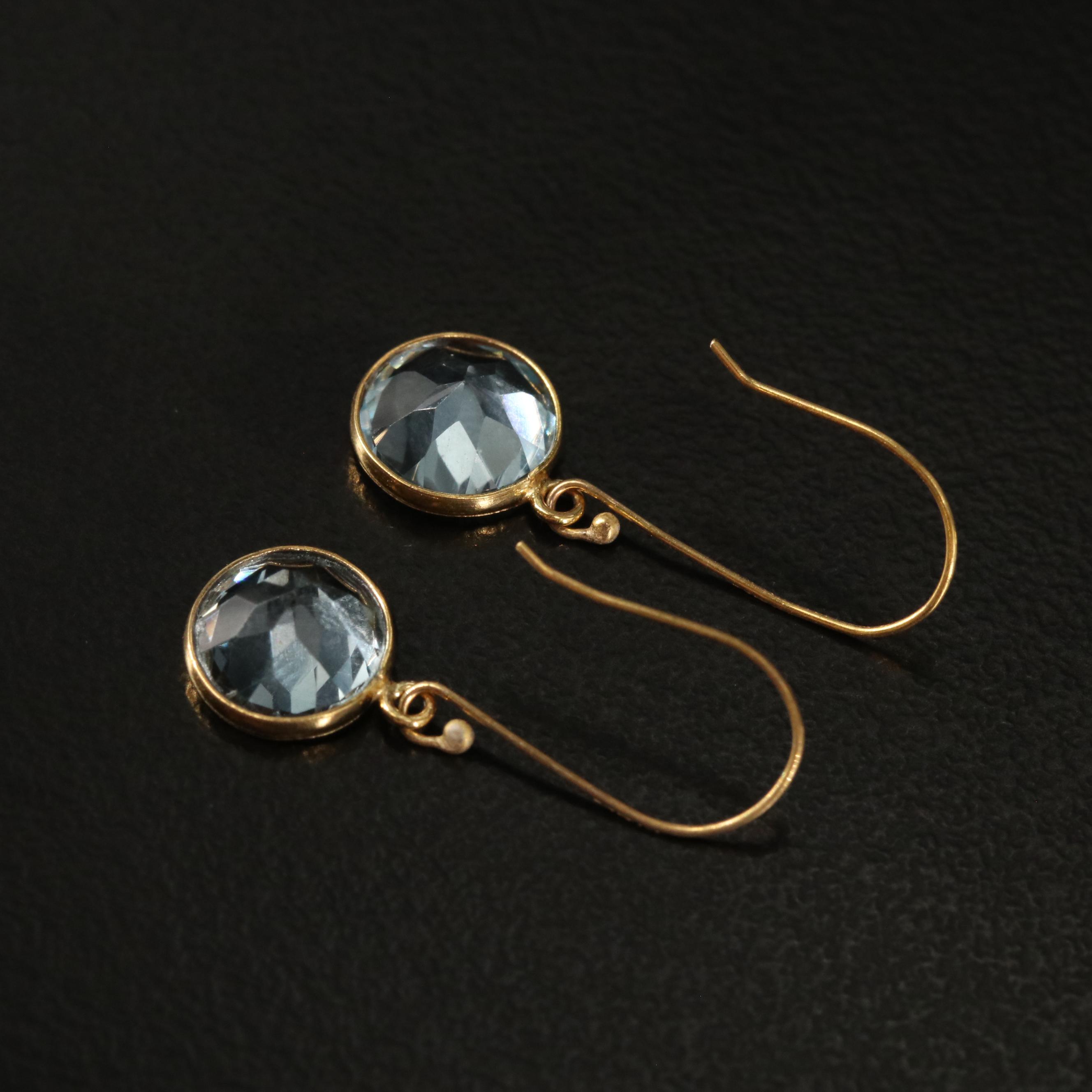 14K Blue Topaz Drop Earrings