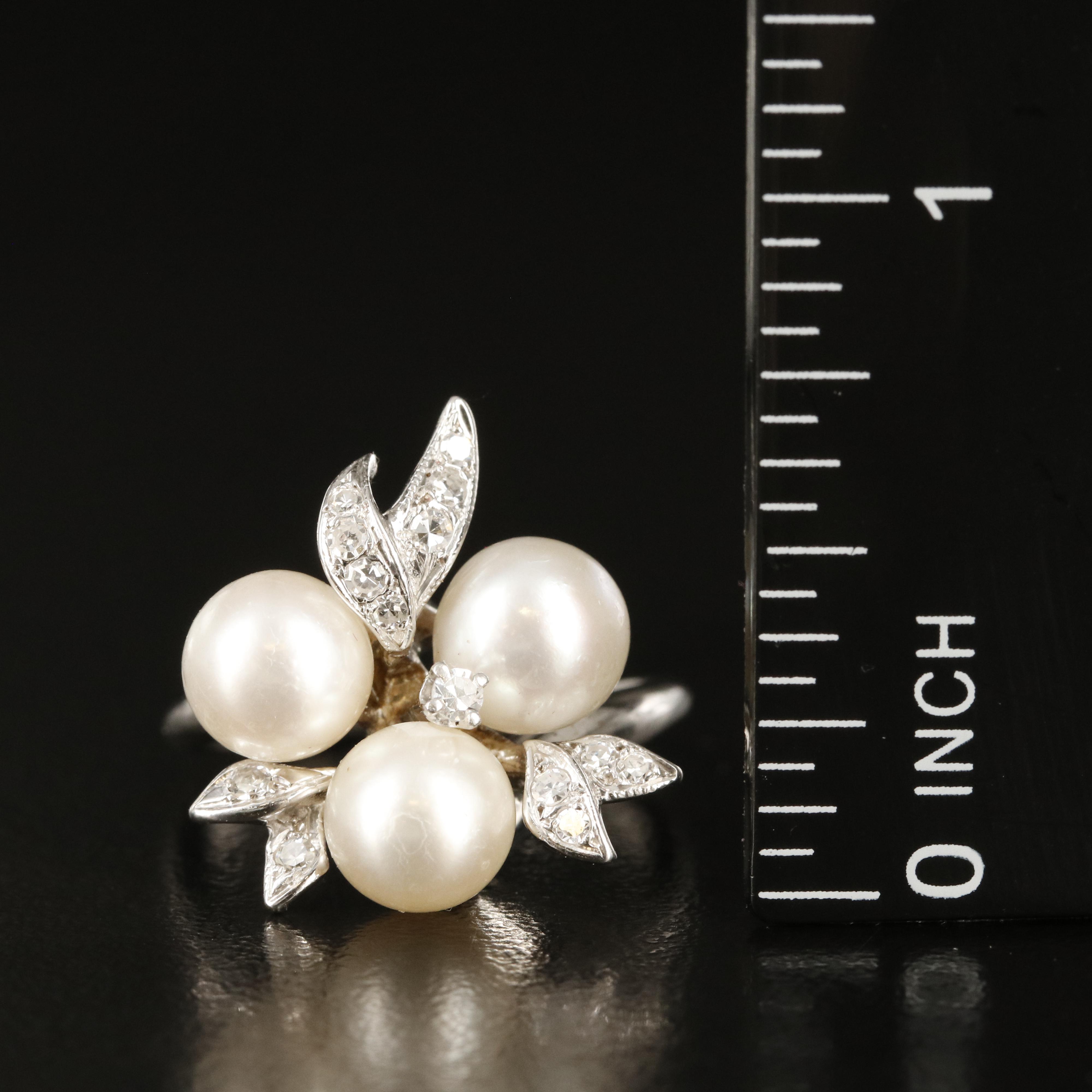 14K Pearl and Diamond Ring