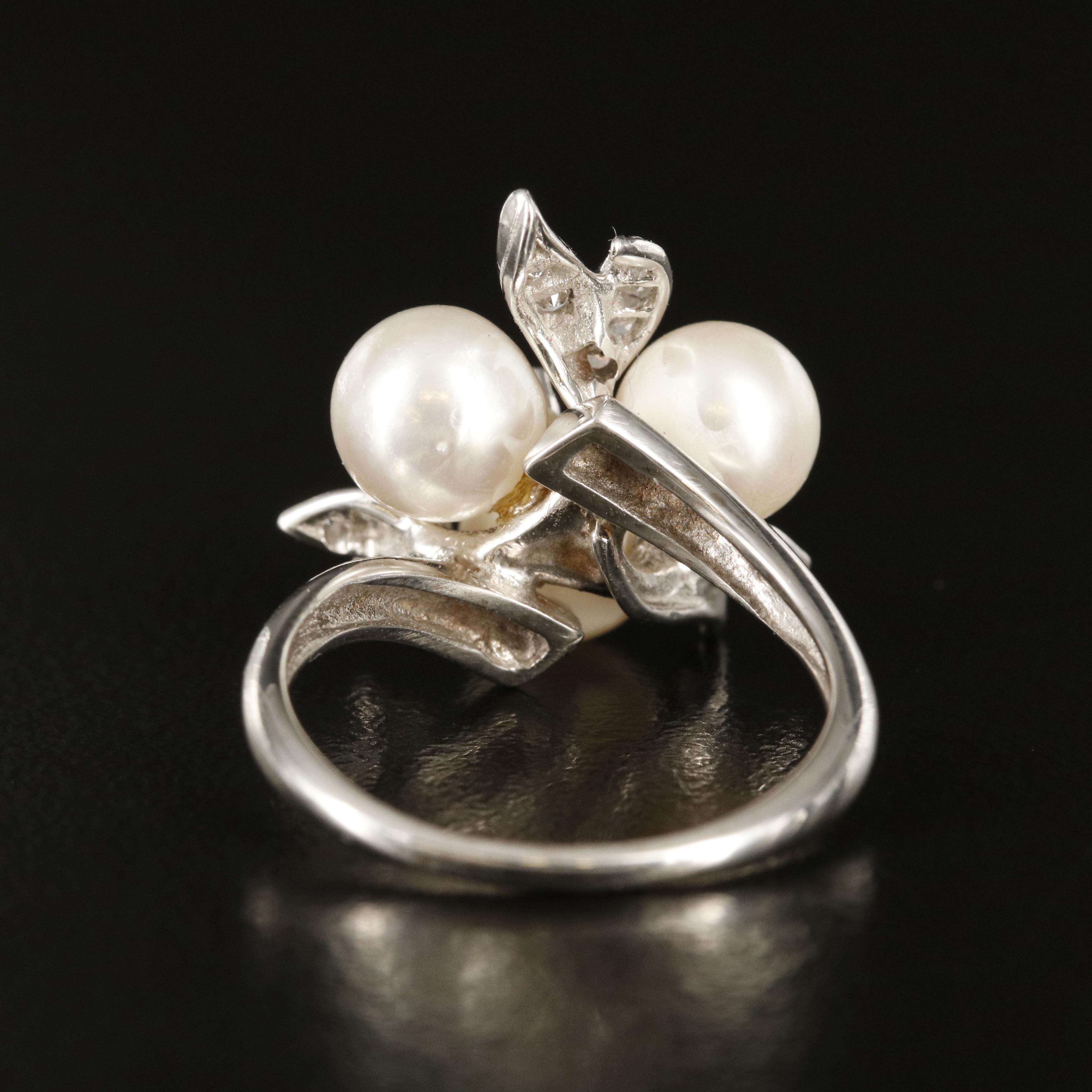 14K Pearl and Diamond Ring