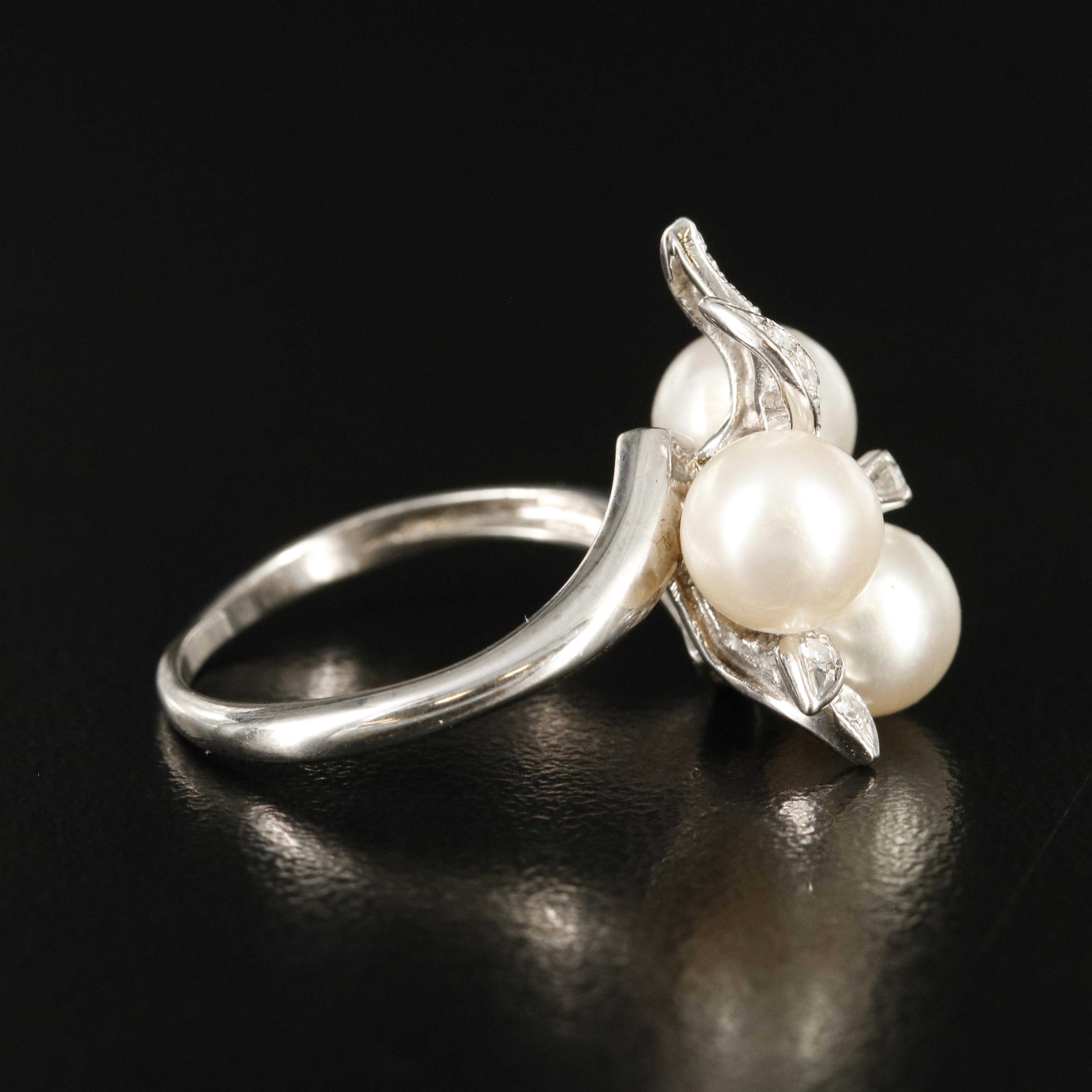 14K Pearl and Diamond Ring