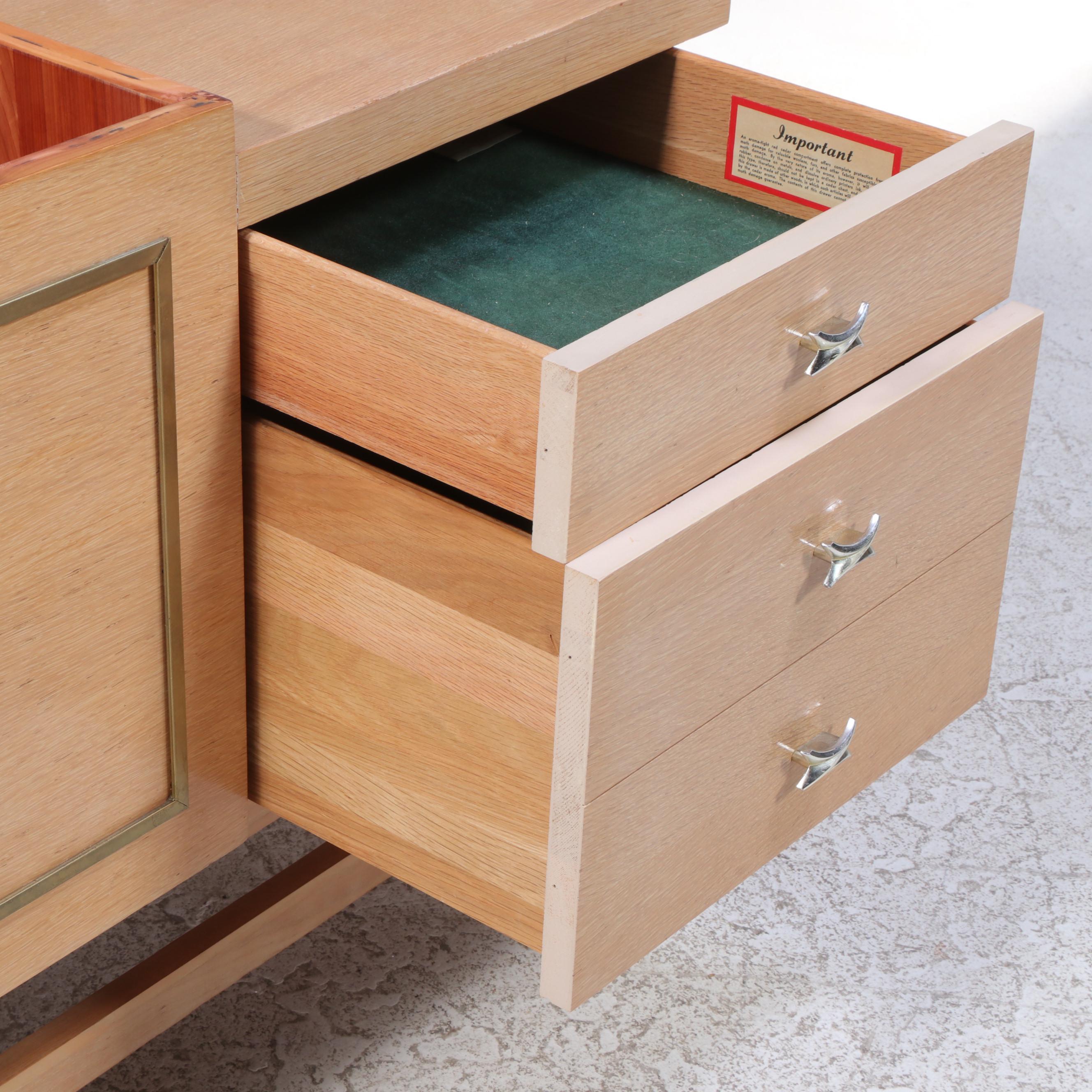 Lane Mid Century Modern Blonde Wood Cedar-Lined Chest with Drawers, 1950s