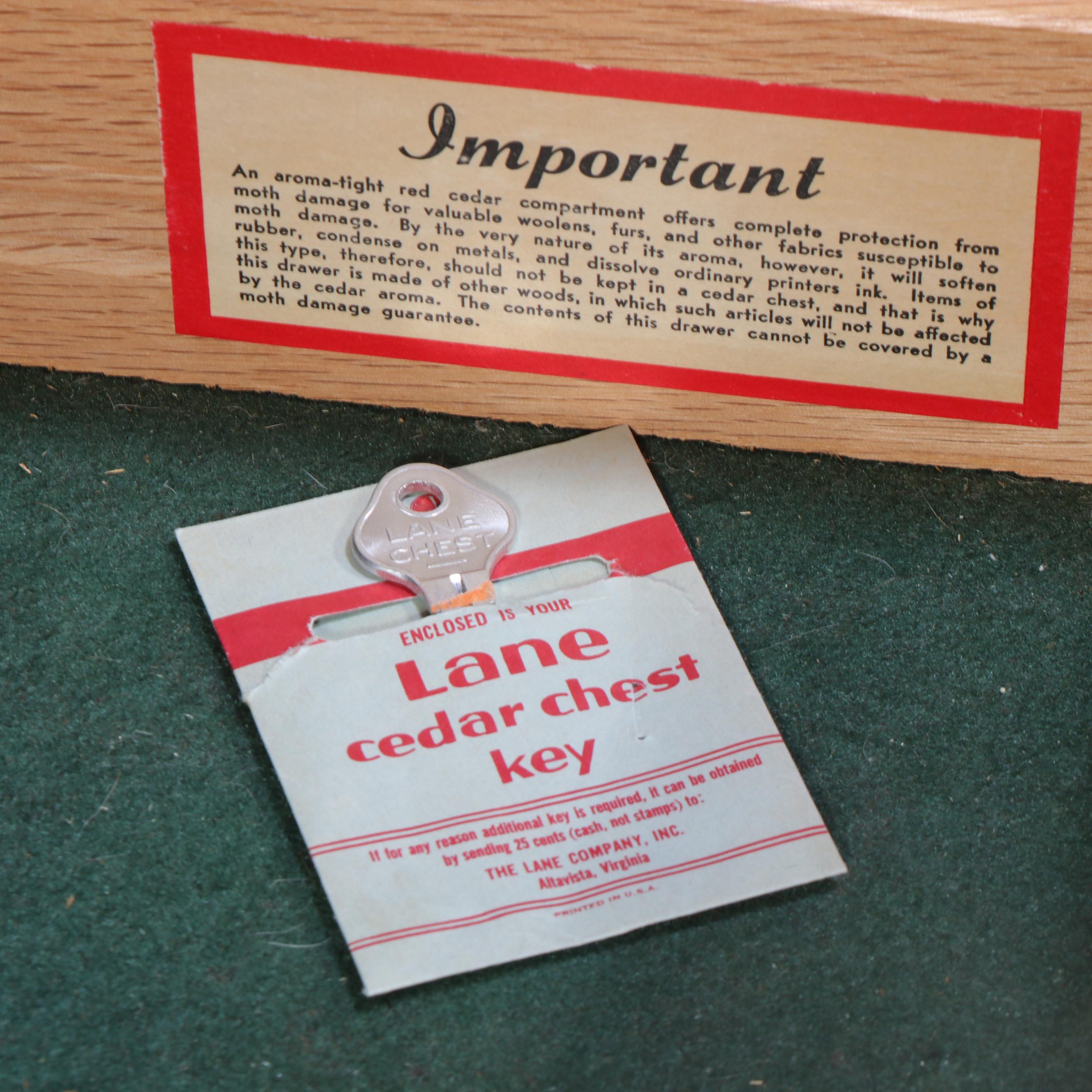 Lane Mid Century Modern Blonde Wood Cedar-Lined Chest with Drawers, 1950s