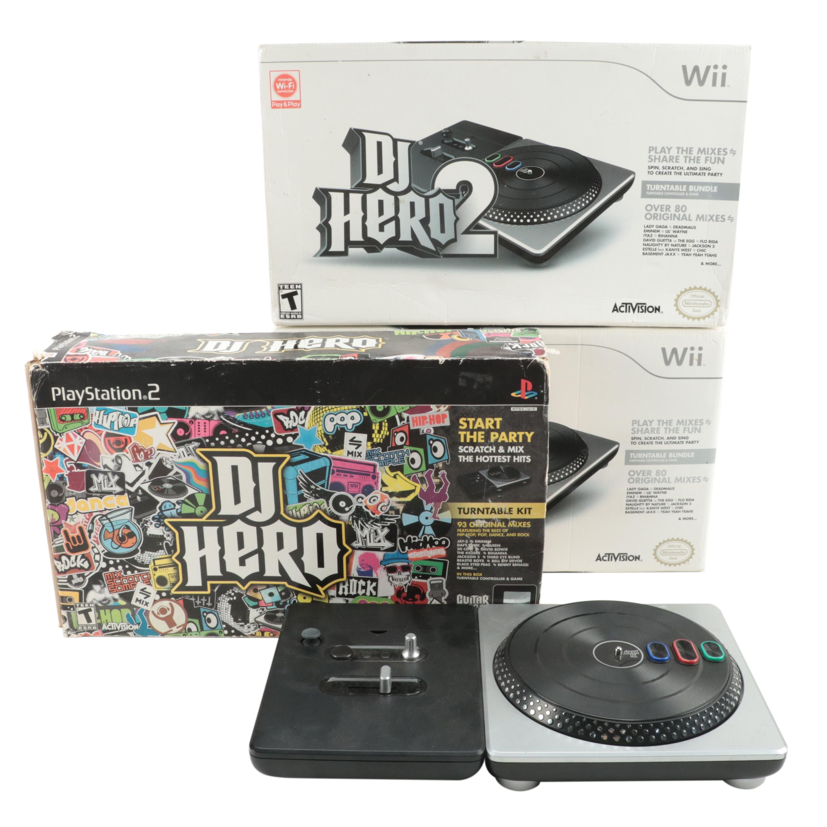 Playstation 2 DJ Hero with Two Wii DJ Hero 2 Video Game Turntable Bundles