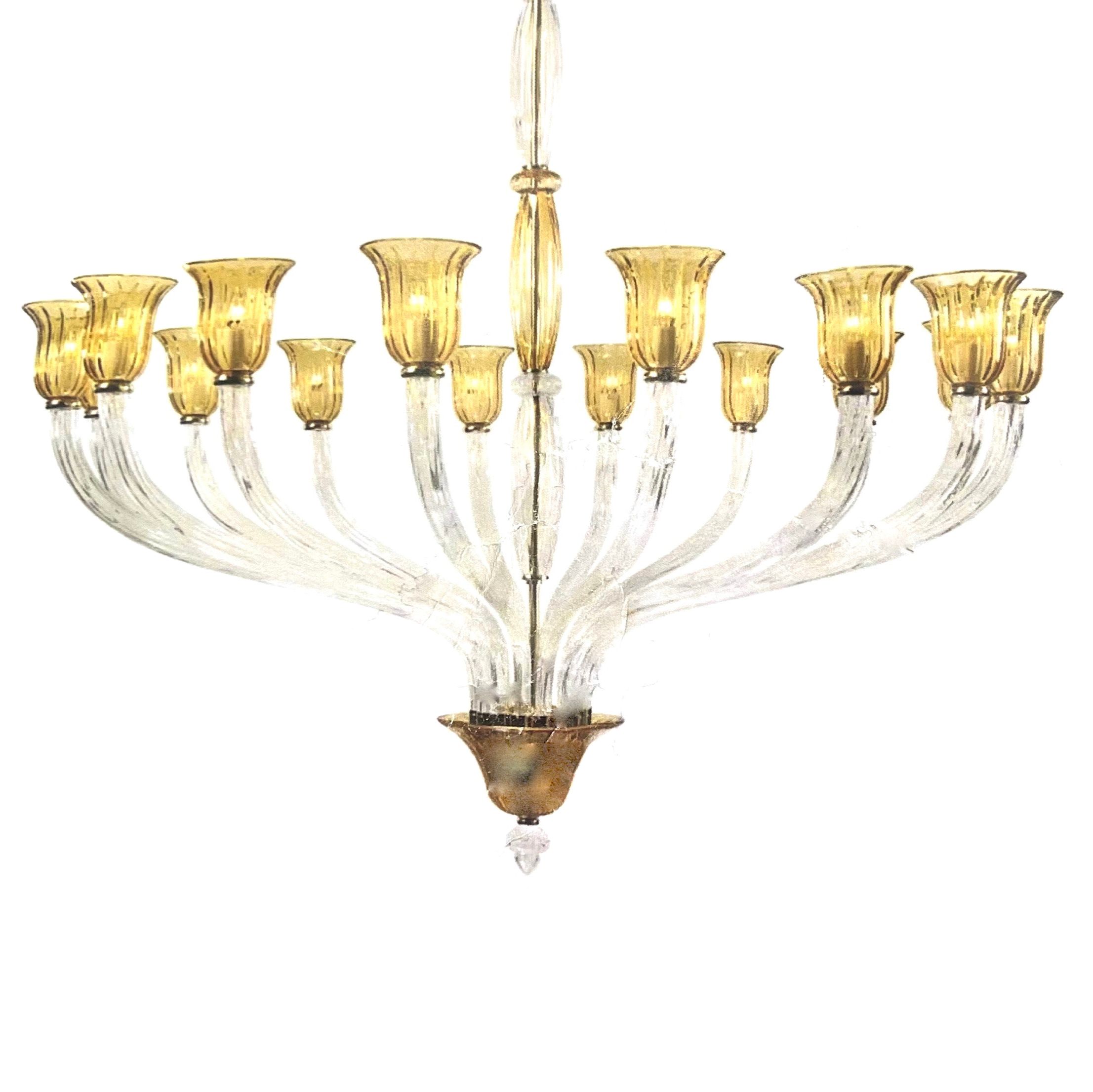 Cyan Design Vetrai Collection 16-Arm Glass Chandelier with Amber Glass Shades