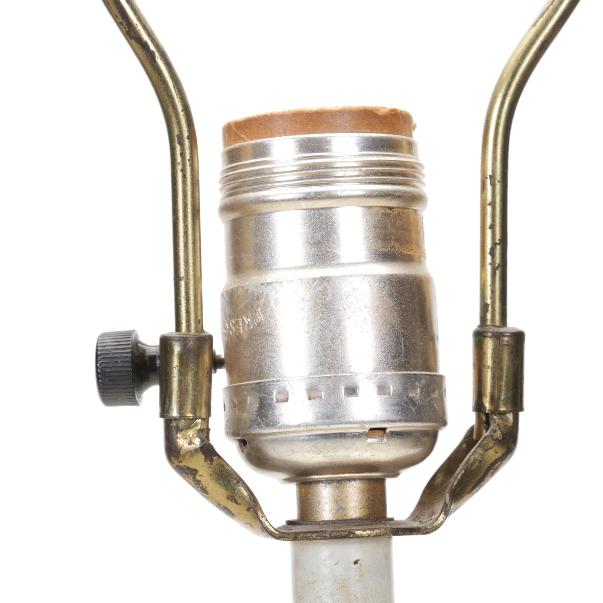 Chinese Ivory Colored Carved Chalkware Table Lamp, Mid to Late 20th C