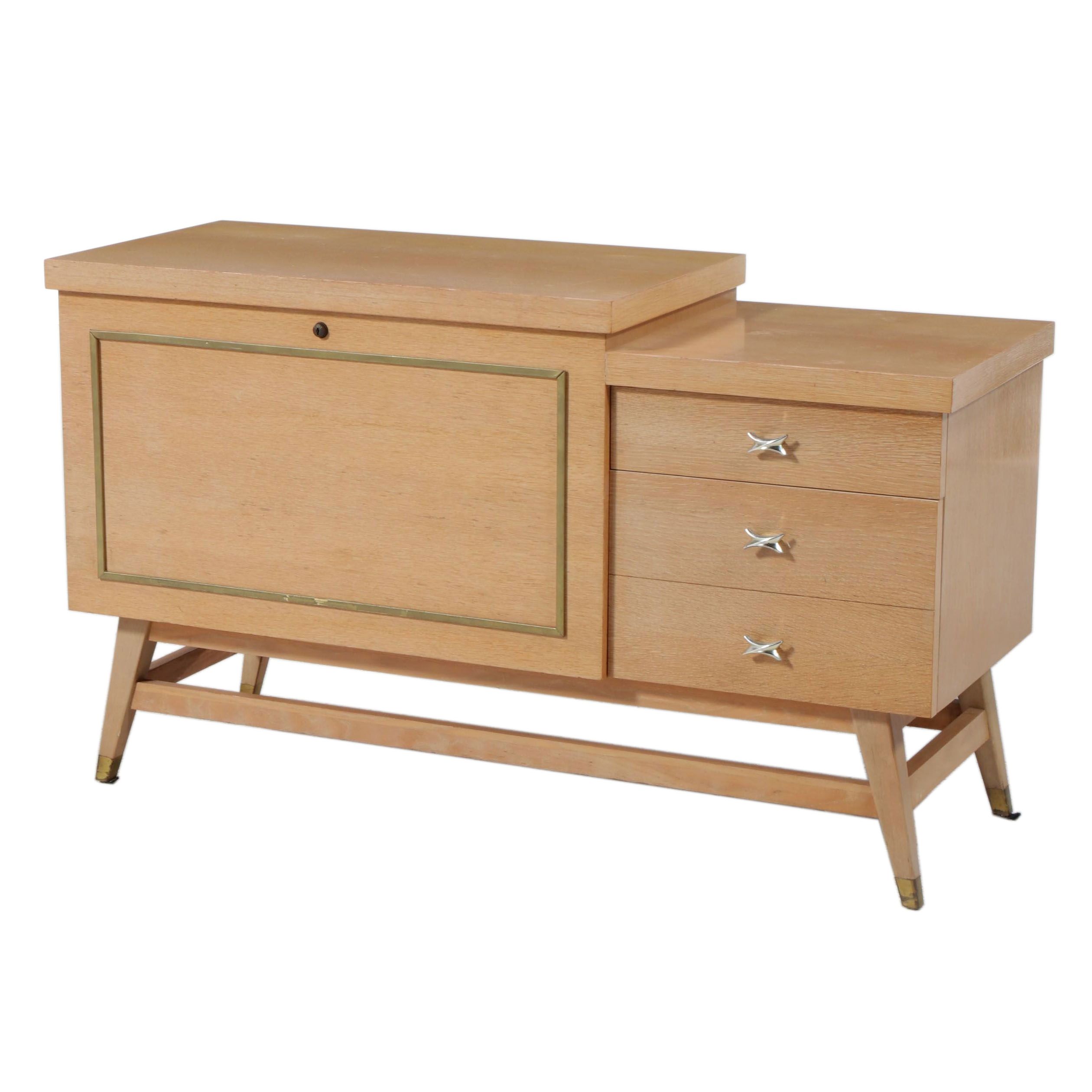Lane Mid Century Modern Blonde Wood Cedar-Lined Chest with Drawers, 1950s