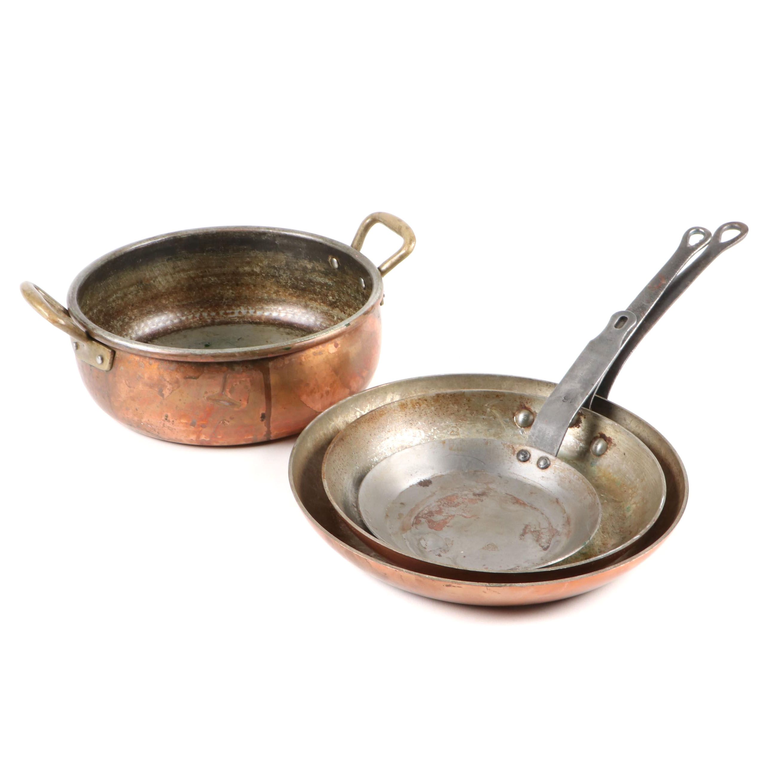 Ruffoni Italian Hammered Copper Pot with Copper Clad Pan Collection